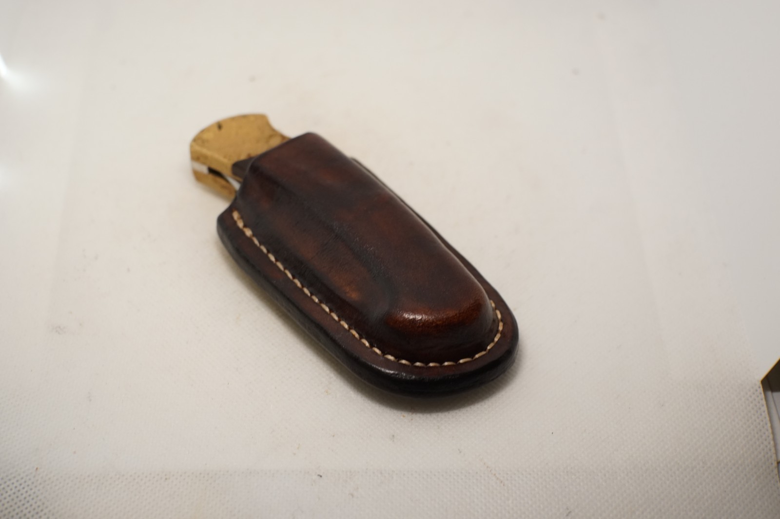 handmade buck 112 leather sheath dark brown waxed upright Sheath Only, Grade B
