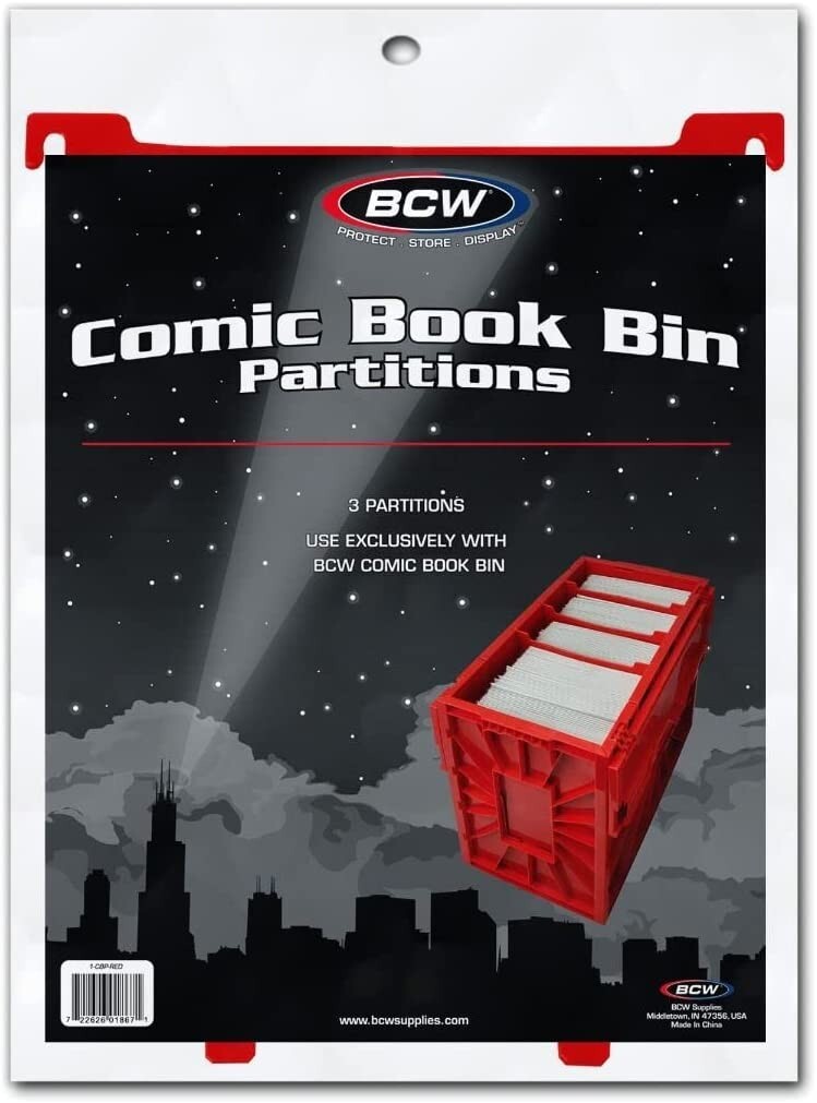 3 BCW RED Partitions Pack Short Long Comic Book Bin Regular Not Graded 1-CBP-RED