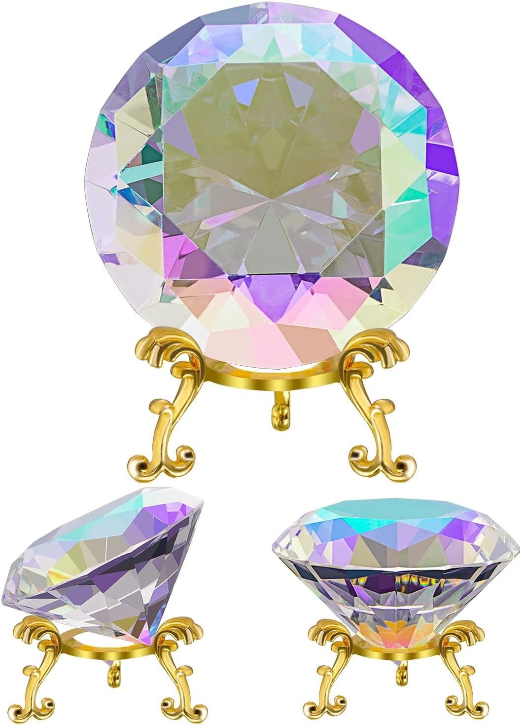 100Mm(3.9 Inch) Crystal Big Fake Diamond Paperweight Rainbow Maker, Background f 100Mm(3.9 Inch) Crystal Big Fake Diamond Paperweight Rainbow Maker, Background f