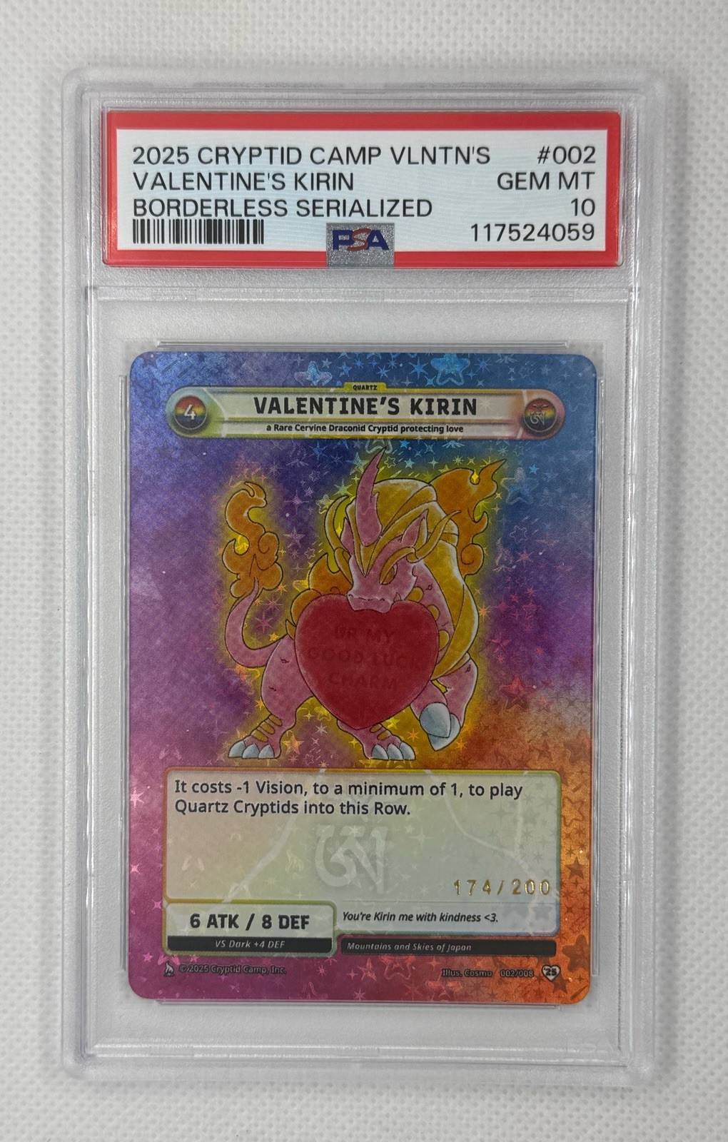 PSA 10 2025 Cryptid Camp Kirin Valentine Serialized /200 Gem Mint Pop 7