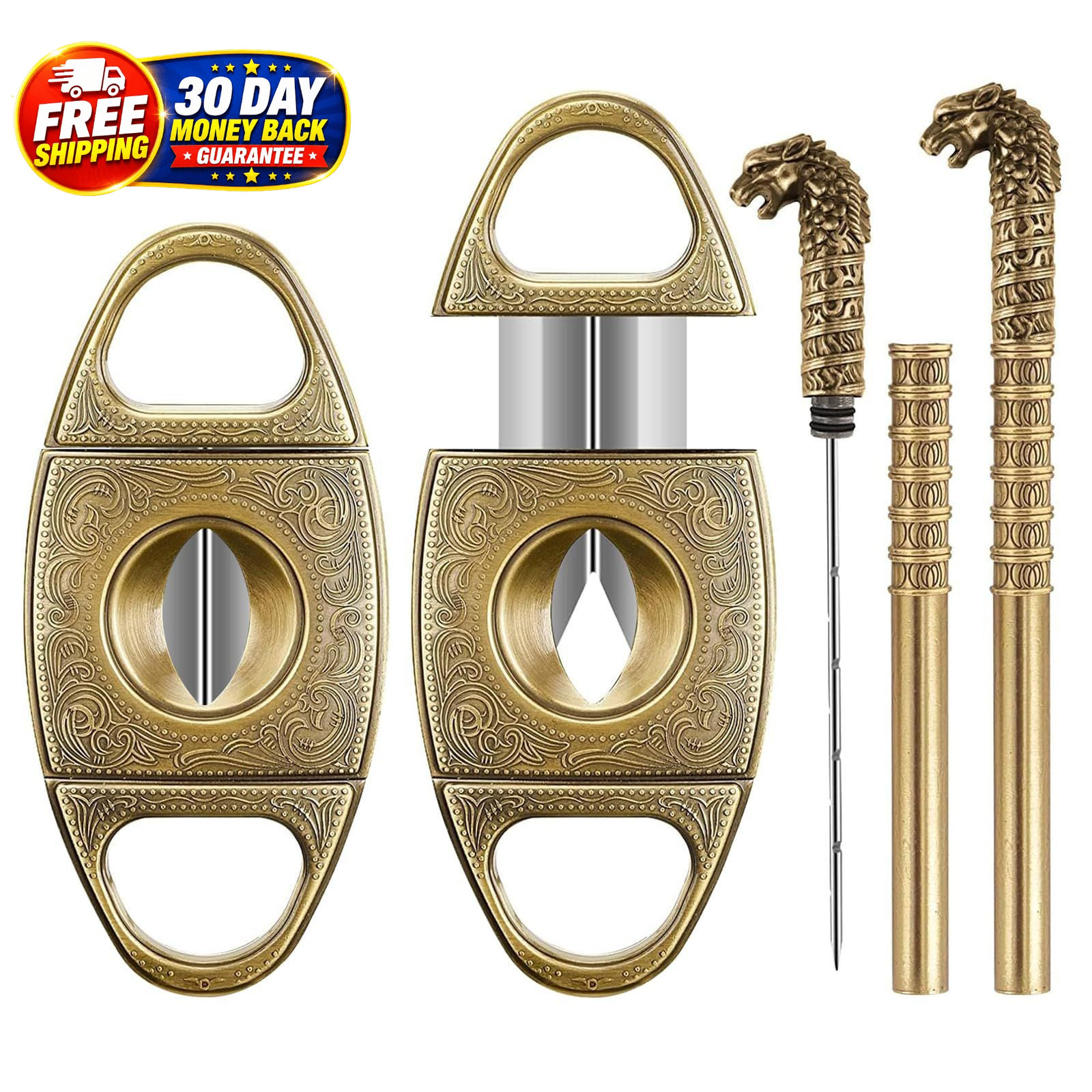 V-Cut Cigar Cutter Guillotine Precision Cigar Draw Enhancer Tool Needle & Sharp