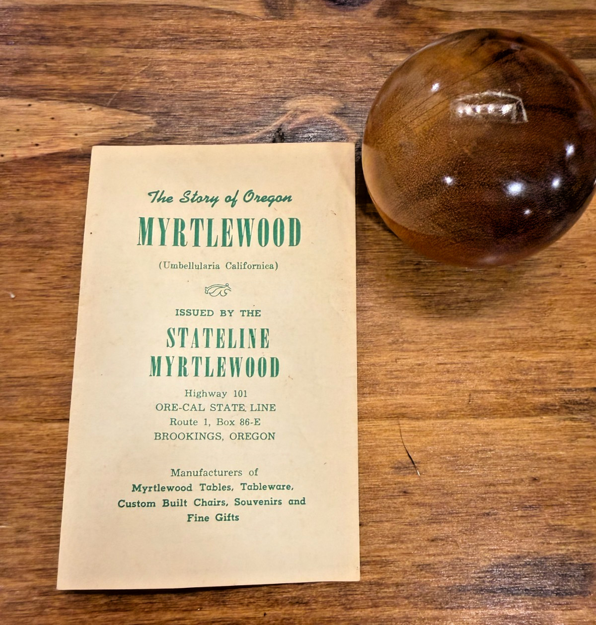 Vintage Myrtlewood Paperweight Ball J.D. Molitor Coos Bay Oregon Polished Wood Vintage Myrtlewood Paperweight Ball J.D. Molitor Coos Bay Oregon Polished Wood