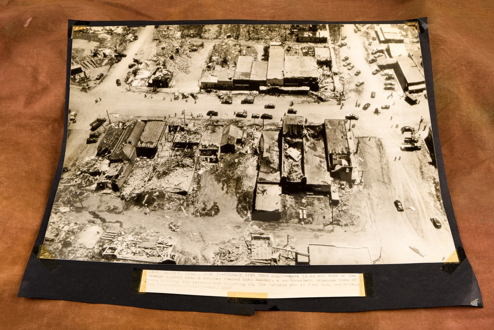 Ledey Oklahoma Tornado Damage Aerial View 16x14 1947 AP Wire Photo V31