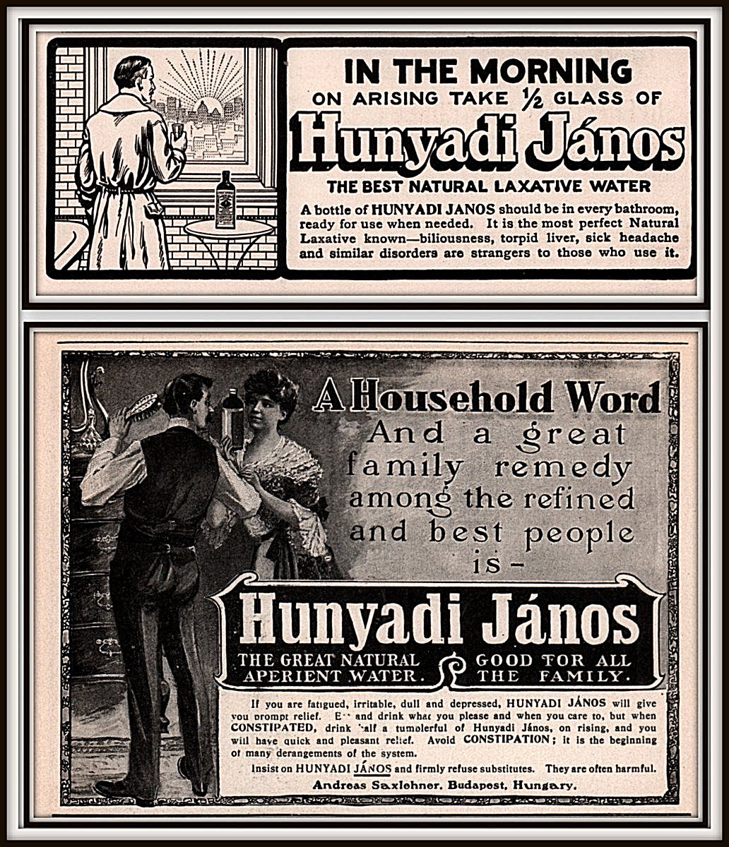 AD LOT OF 2 1902 -1906 A ADS HUNYADI JANOS LAXATIVE WATER QUACK HEALTH