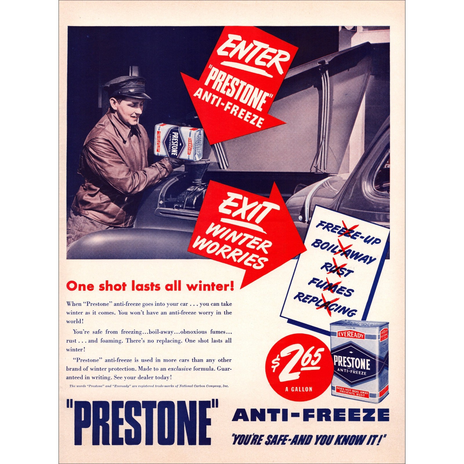 1940 Prestone Anti-Freeze Original Vintage Print Ad 1940 Prestone Anti-Freeze Original Vintage Print Ad