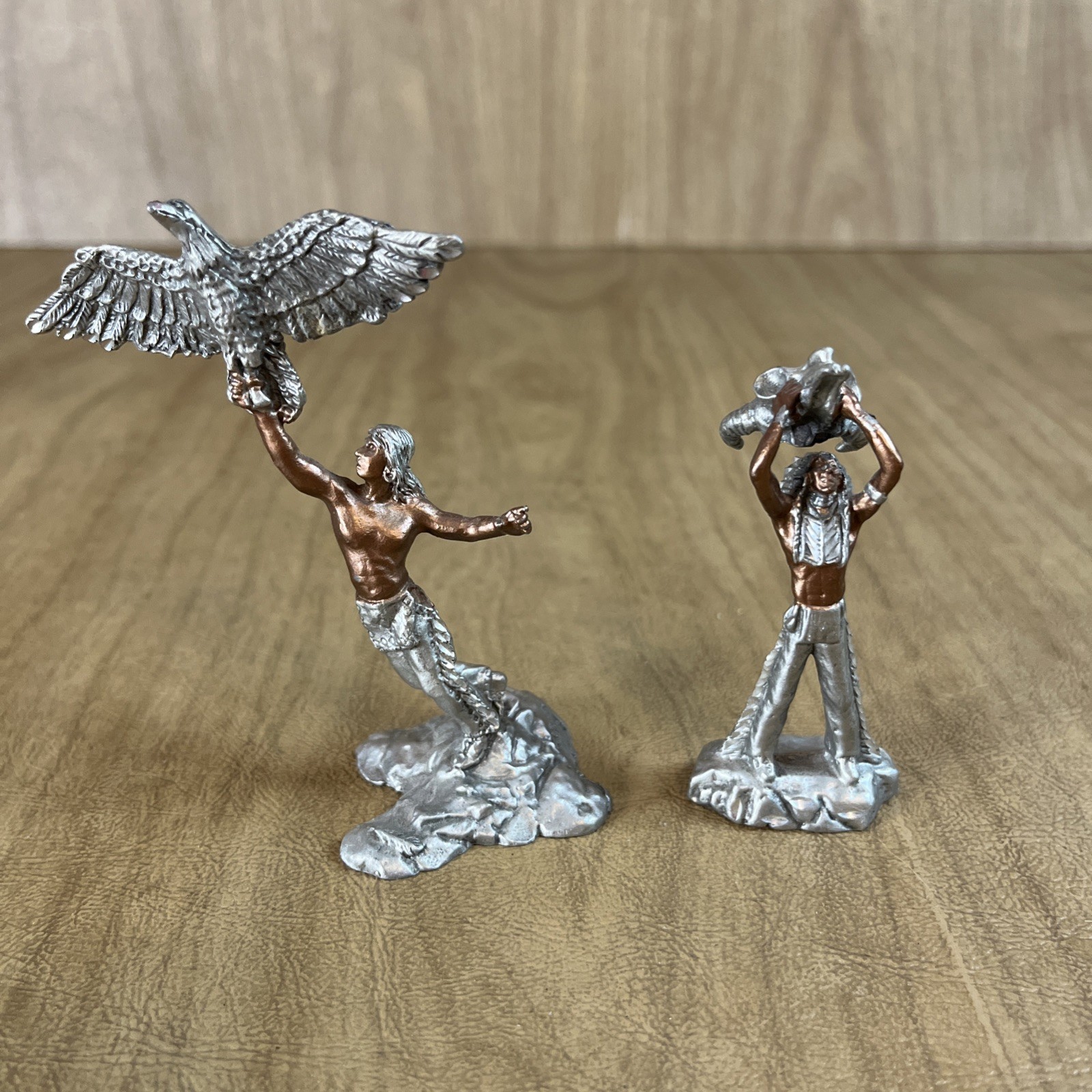 2 MWFP Masterworks Eagles Flight Robbin Wood Native American Pewter Figurines