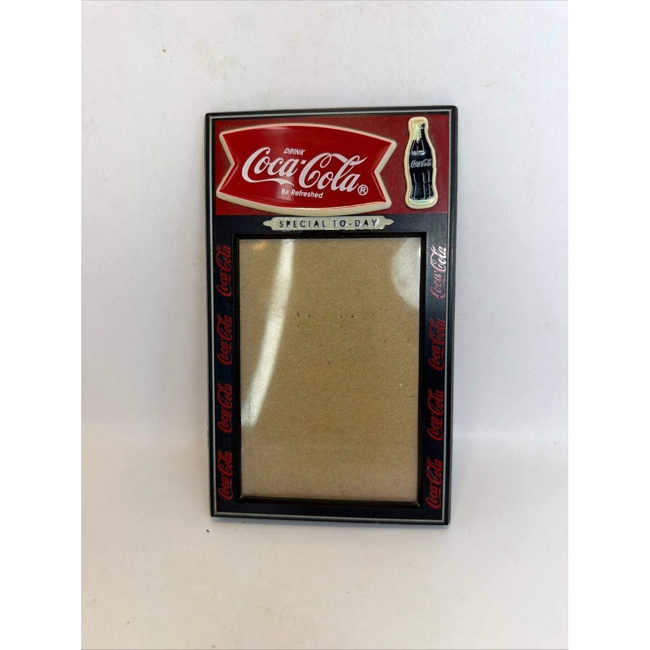 Vintage Coca-Cola Special To-Day Picture Frame 3D Bottle Logo 4x7 Black Red