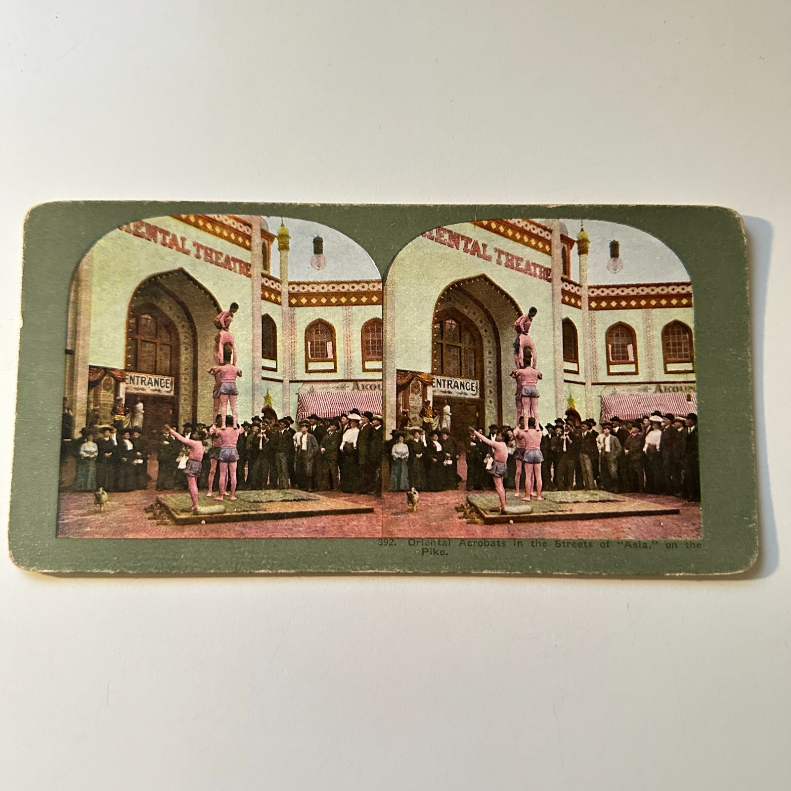 Oriental Acrobats In Streets Of Asia On The Pike Antique Stereoview Card 5H6-3