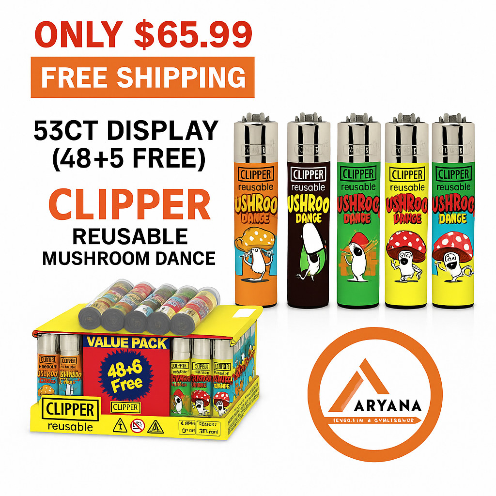 CLIPPER LIGHTER REUSABLE | 53CT DISPLAY | MUSHROOM DANCE | ONLY $65.99 CLIPPER LIGHTER REUSABLE | 53CT DISPLAY | MUSHROOM DANCE | ONLY $65.99