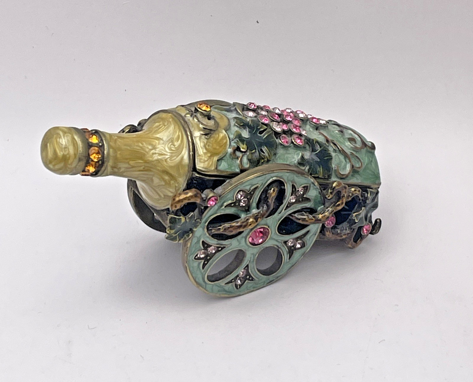 Alexander Kalifano Enameled Champagne Bottle Trinket Box with Swarovski Crystals