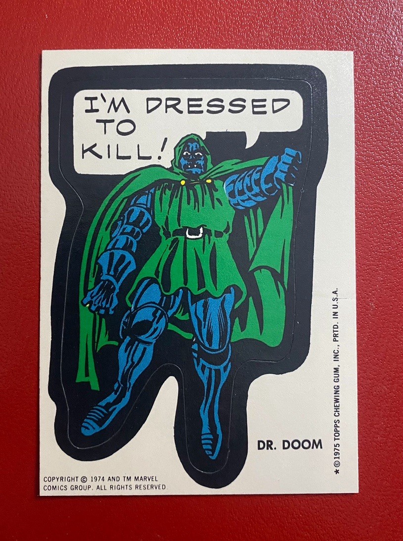 Doctor Doom 1975 Topps Chewing Gum Sticker Card Marvel Rookie Card (HIGH GRADE)