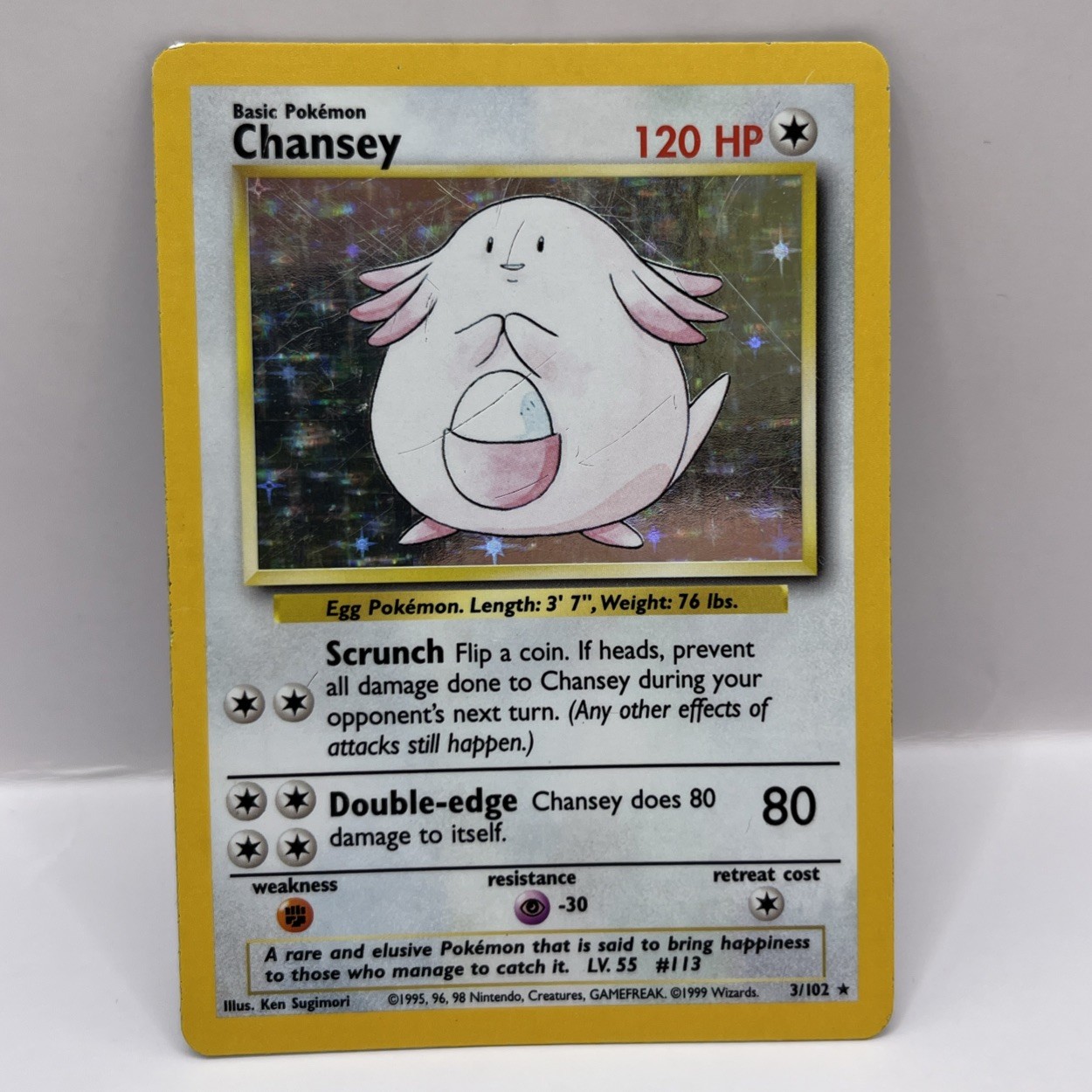 Pokémon TCG Chansey Base Set Holo Rare Vintage Pokemon Card 3/102 LP / MP Pokémon TCG Chansey Base Set Holo Rare Vintage Pokemon Card 3/102 LP / MP