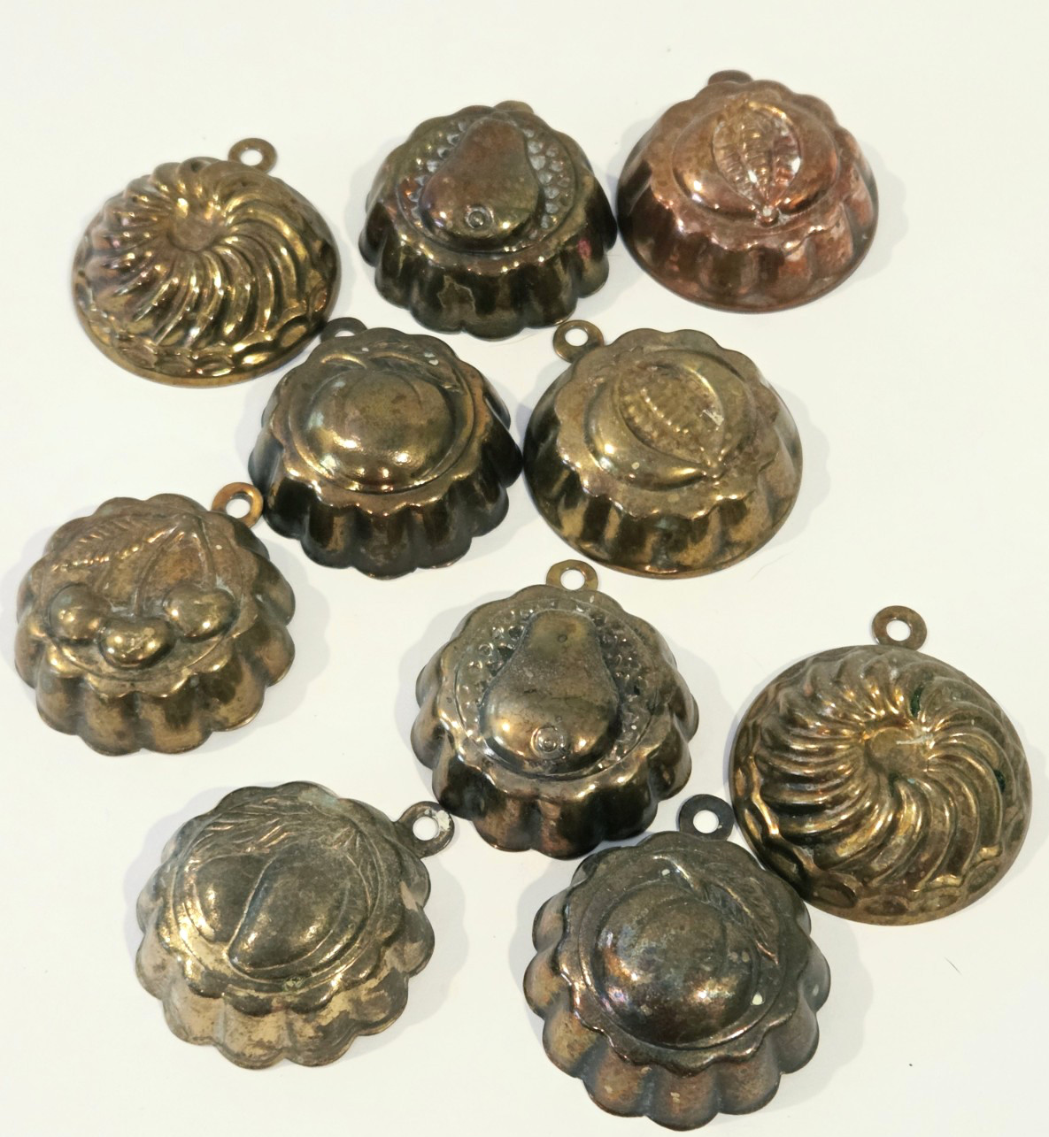 Collection Vintage Candy Molds Metal Primitive lot 10 tin lined