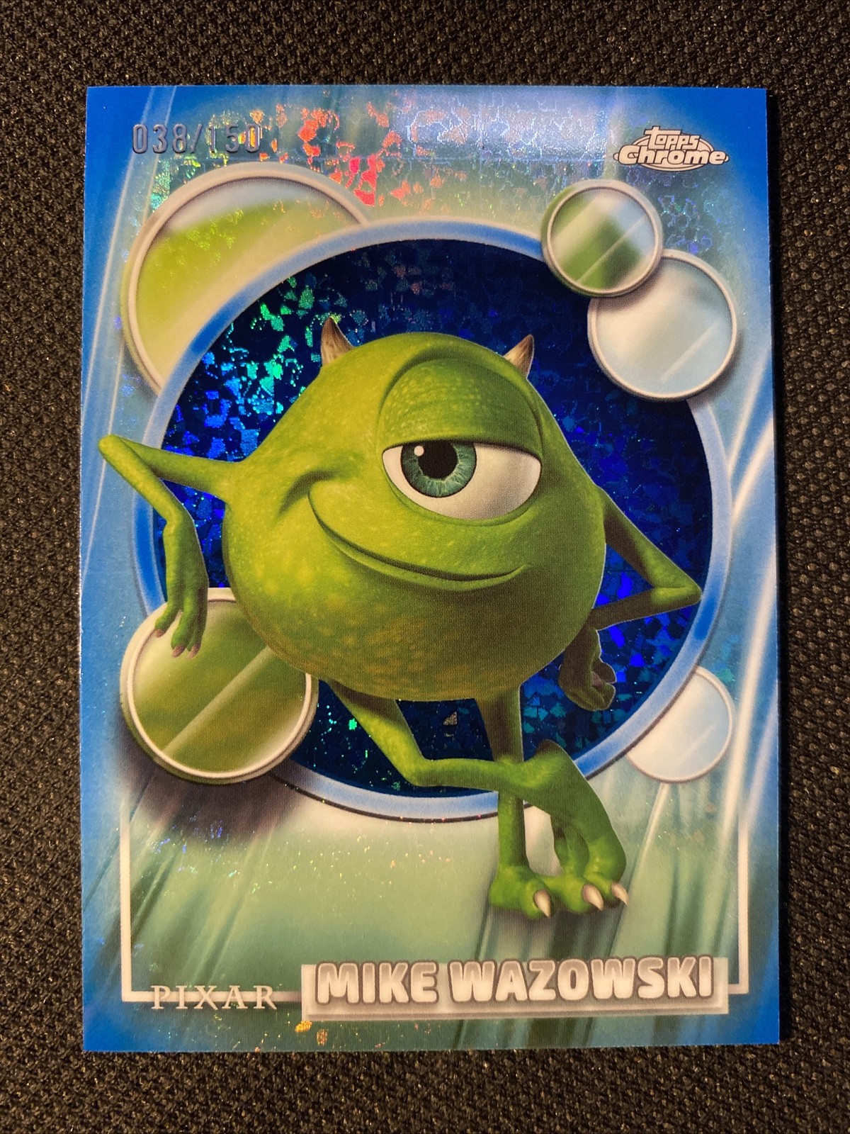 Mike Wazowski 2026 Topps Chrome Disney #28 Blue Mini Diamond /150 