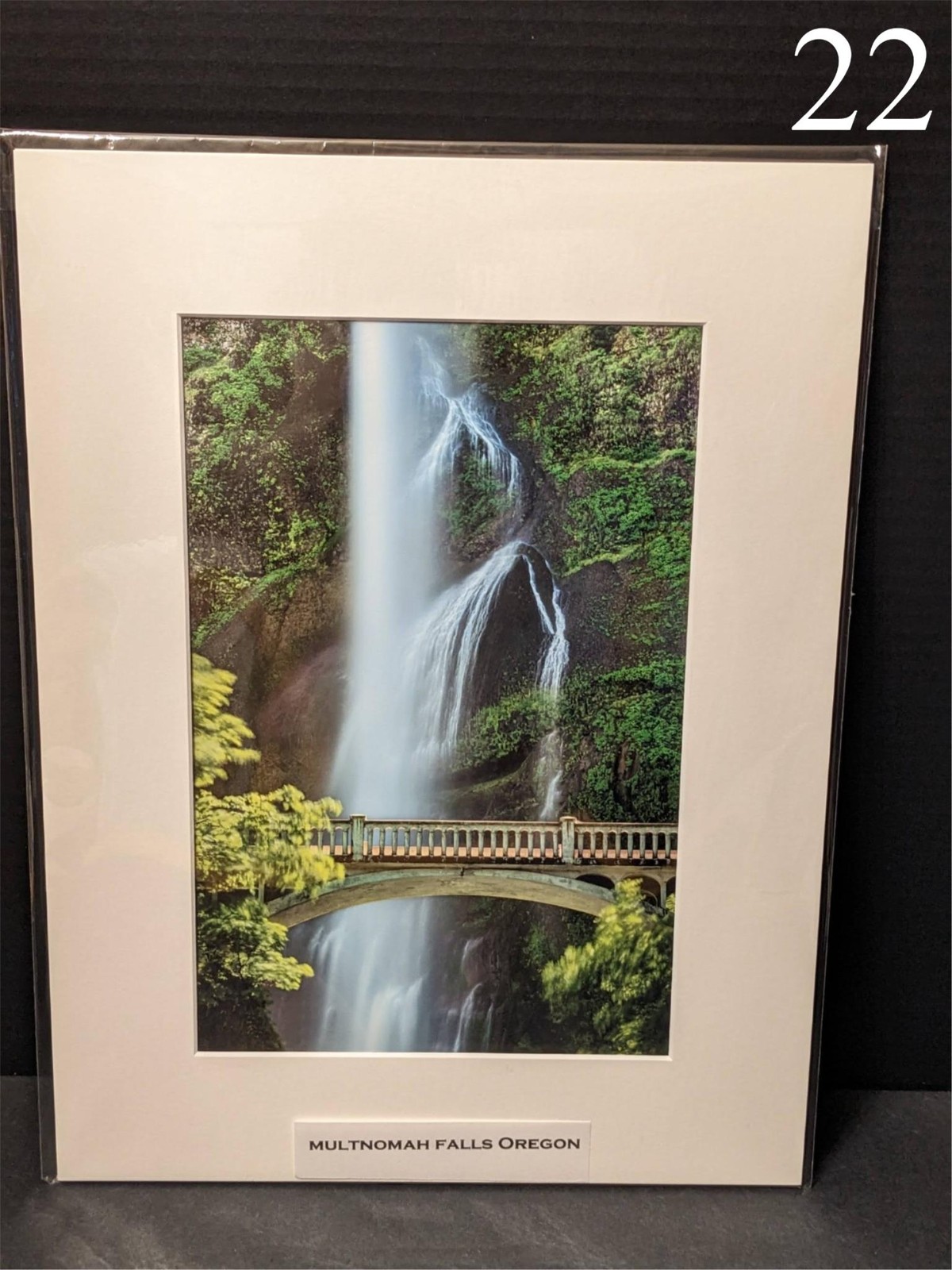 Photograph Multnomah Falls Oregon Waterfalls Bridge Scenic 12x16 matted Art