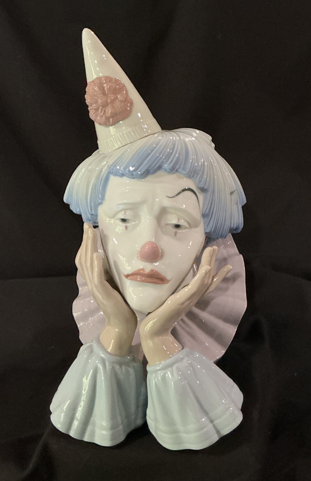 Vintage Lladro Spain Retired 1981 Sad Clown Jester Head Bust #5129 Porcelain 