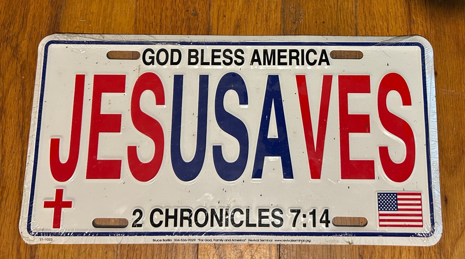 New Jesus Saves USA God Bless America Metal License Plate