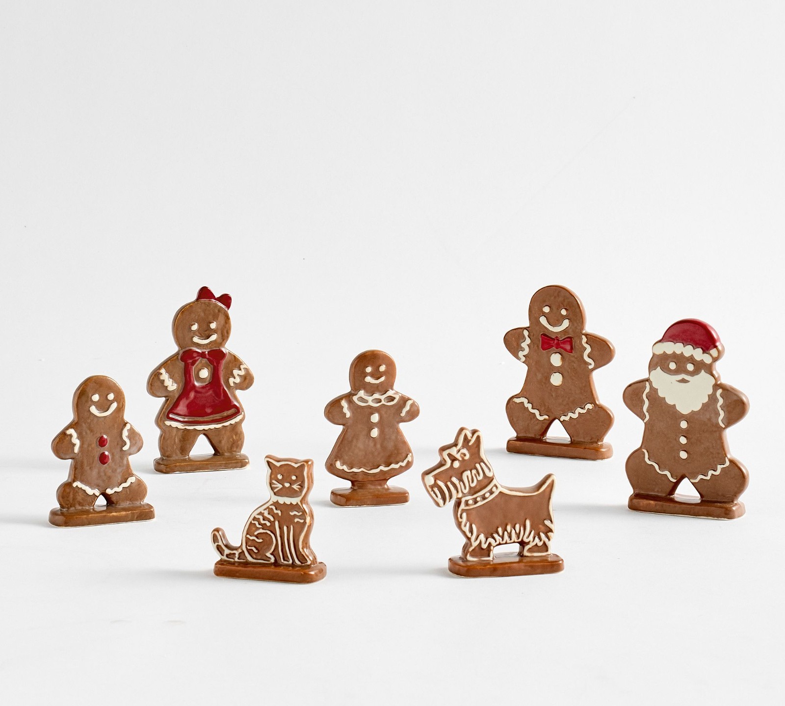 Pottery Barn Handcrafted Ceramic Gingerbread Village People - Set of 7