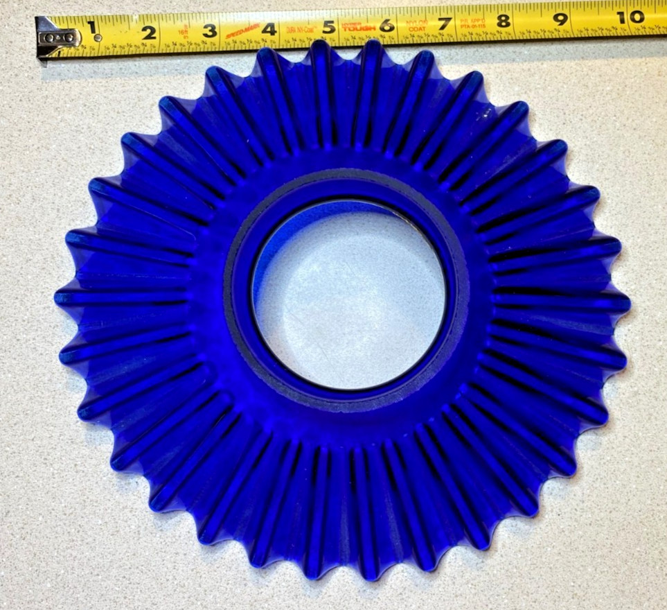 Vintage Cobalt Blue Ruffled Petticoat Glass Oil Lamp Shade with 2-3/4\