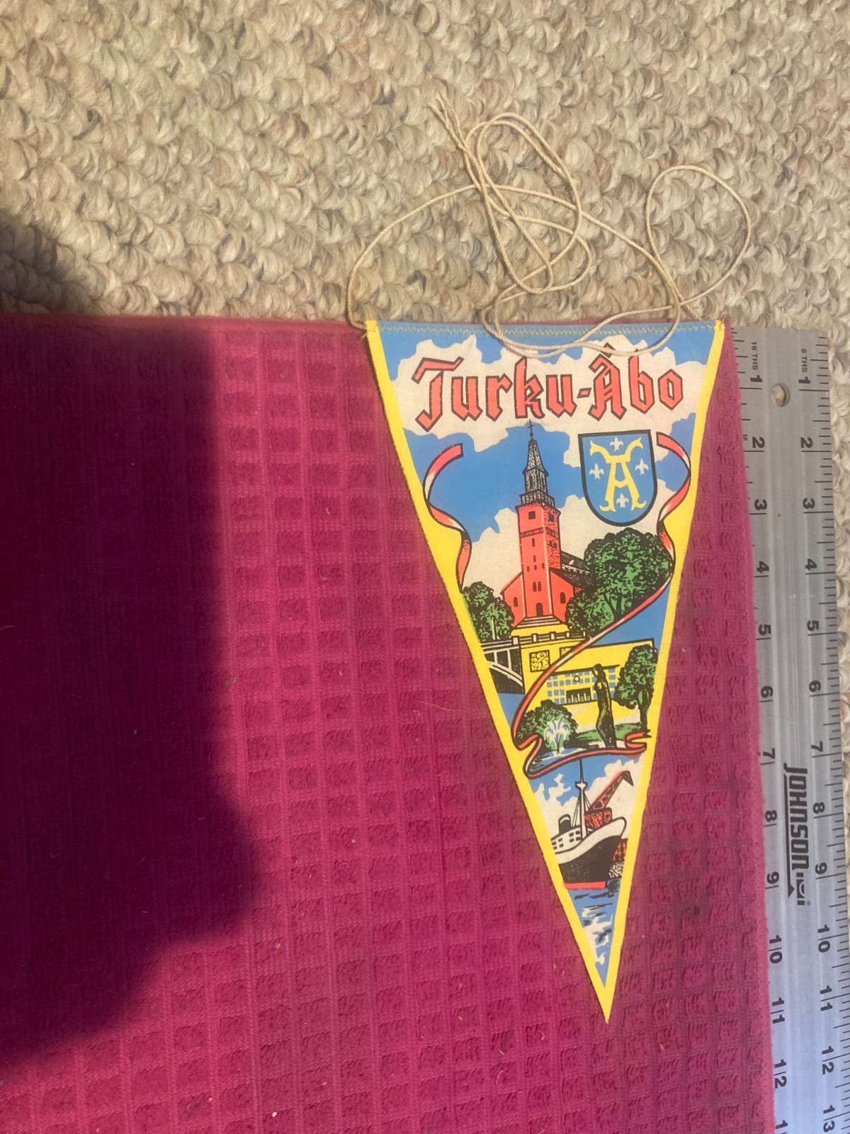 Vintage TURKU-ABO FINLAND - CHURCH Souvenir BANNER Pennant - FAST SHIPPER Vintage TURKU-ABO FINLAND - CHURCH Souvenir BANNER Pennant - FAST SHIPPER