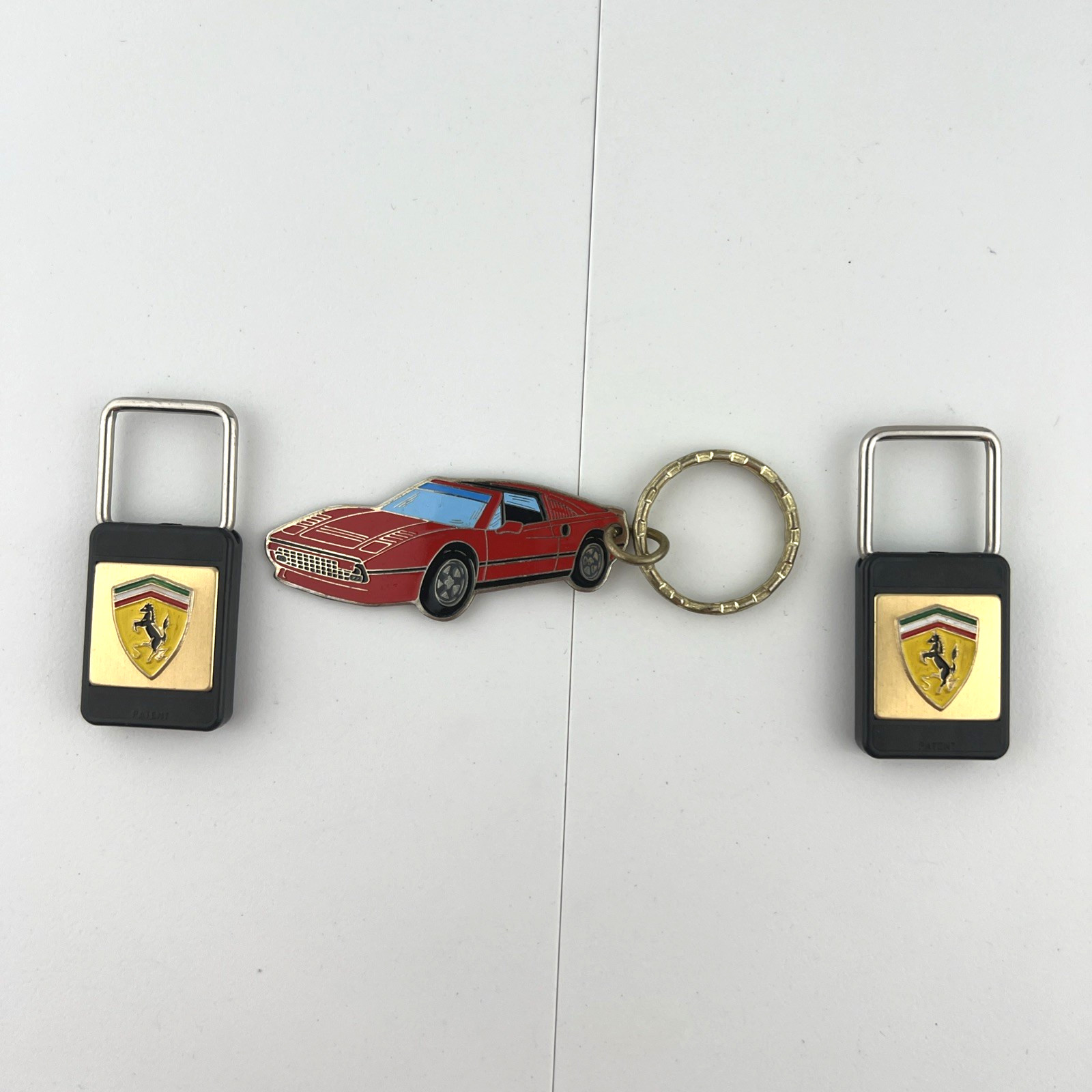 Vintage Lot of 3 Ferrari Fob Keychain 80s Automobile Maker Keyring
