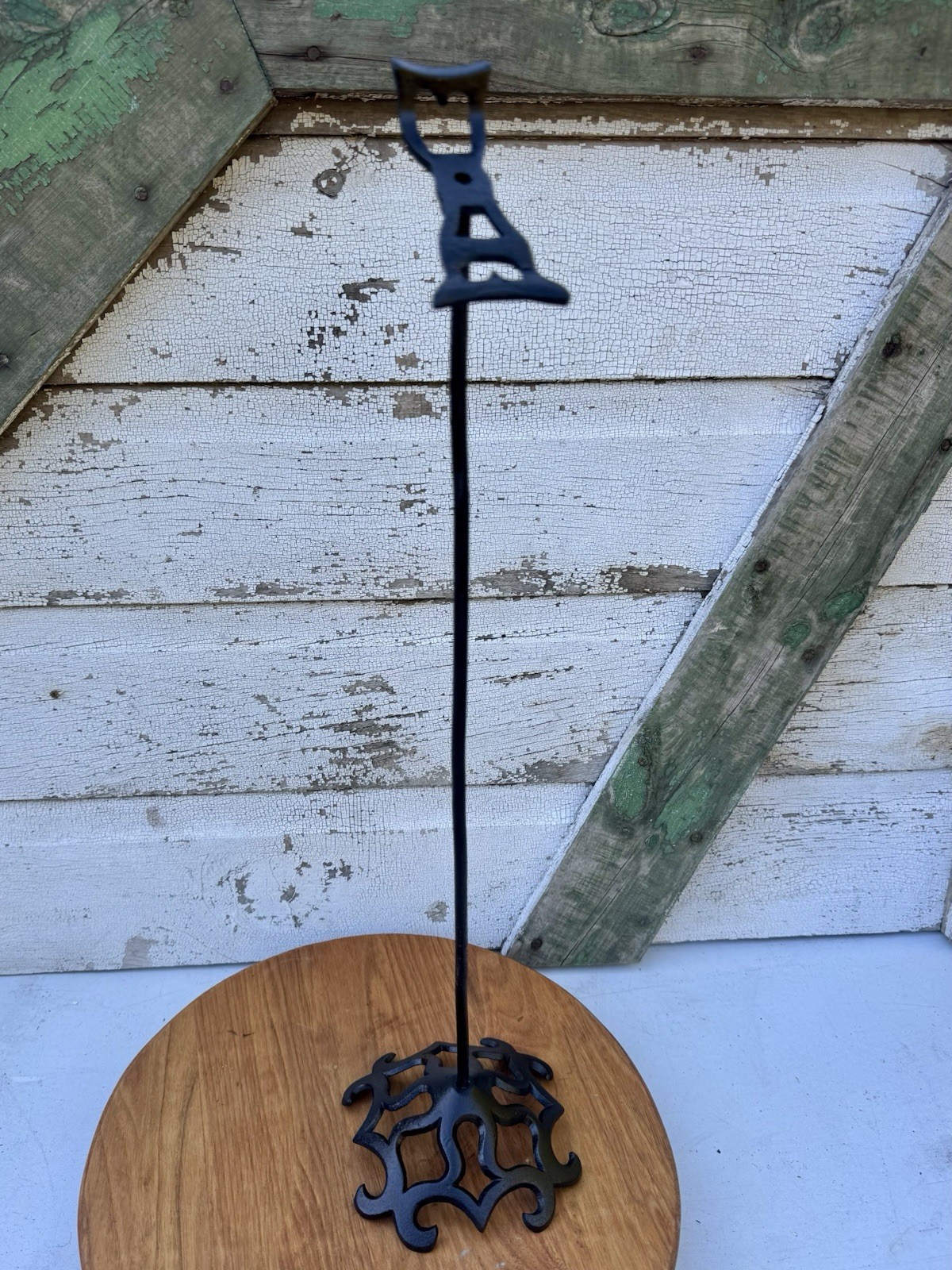 Primitive Metal Shoe General Store Display Stand Antique Vintage Hat Stand Tall