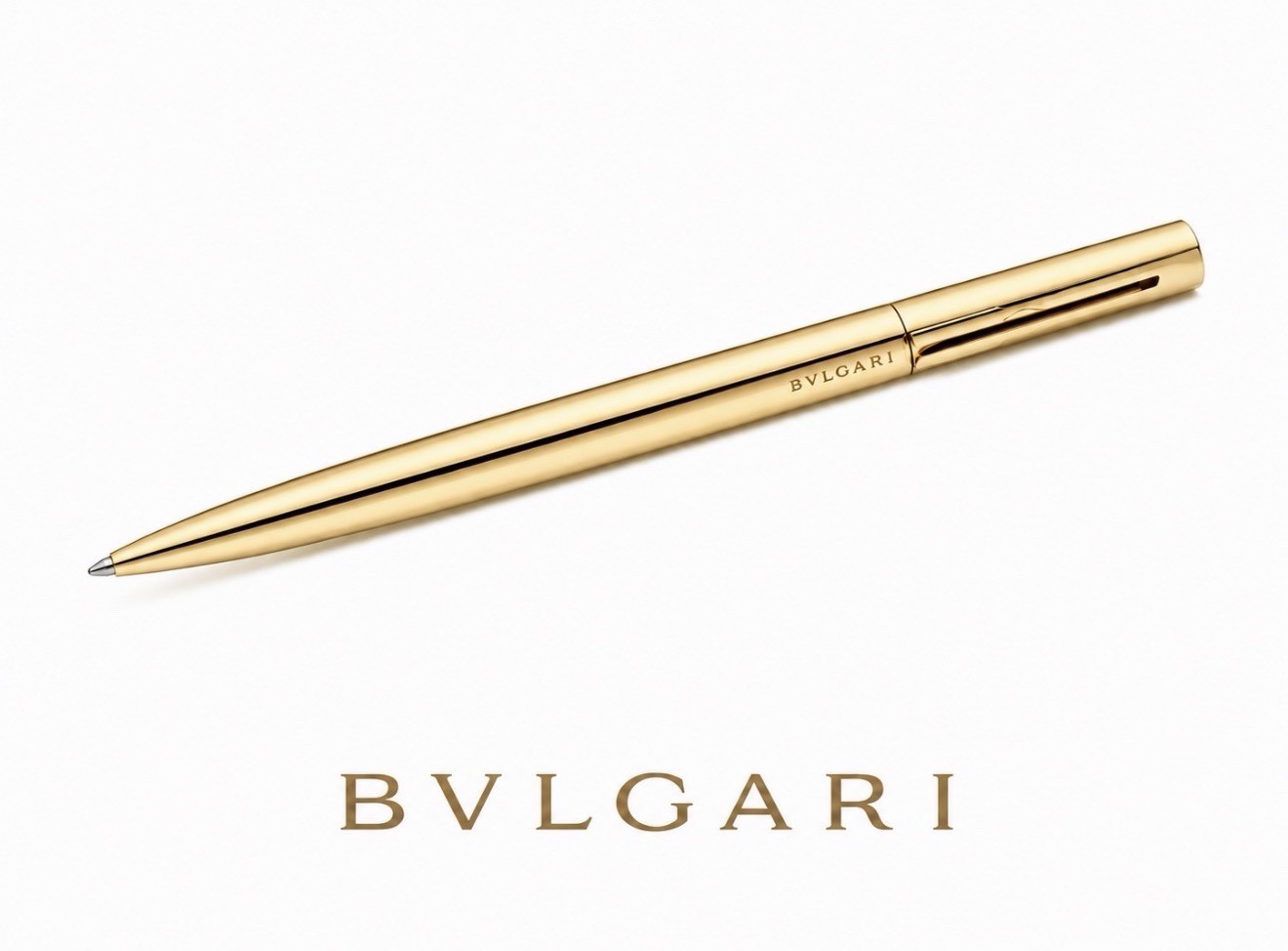 BULGARI Eccentric Twist Ballpoint Pen Gold Plated Refined Precious Italian