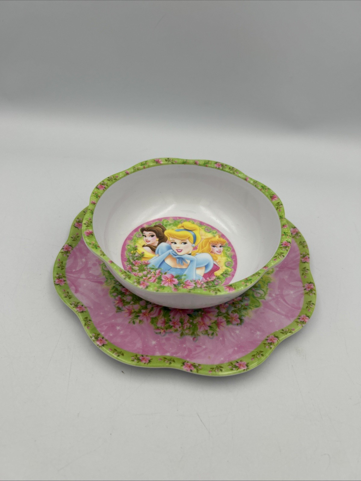VTG Zak Designs Disney Princess Disney Franchise Melamine Bowl & Plate Set EUC