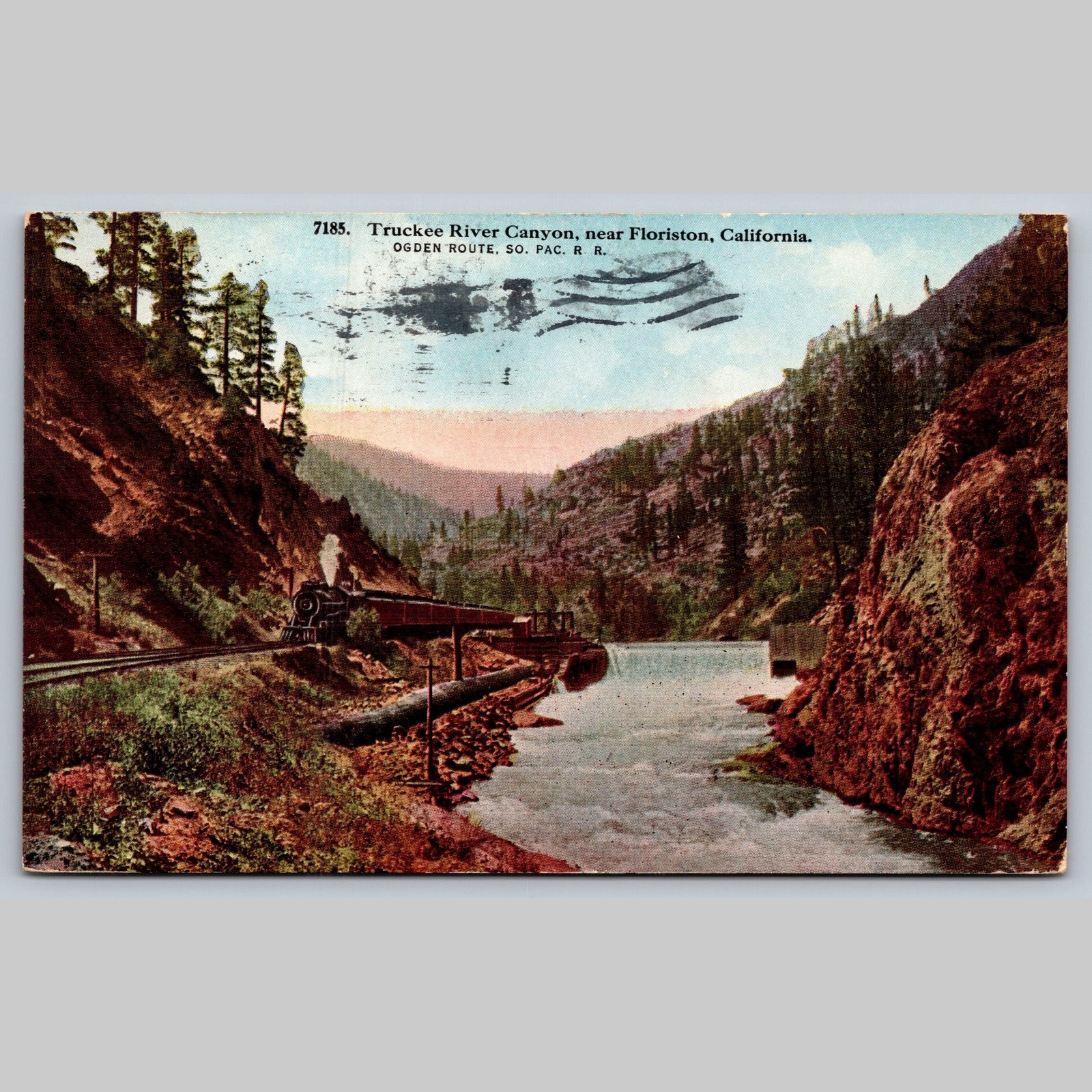 Postcard Truckee River Canyon Train Near Floriston California Postcard Truckee River Canyon Train Near Floriston California