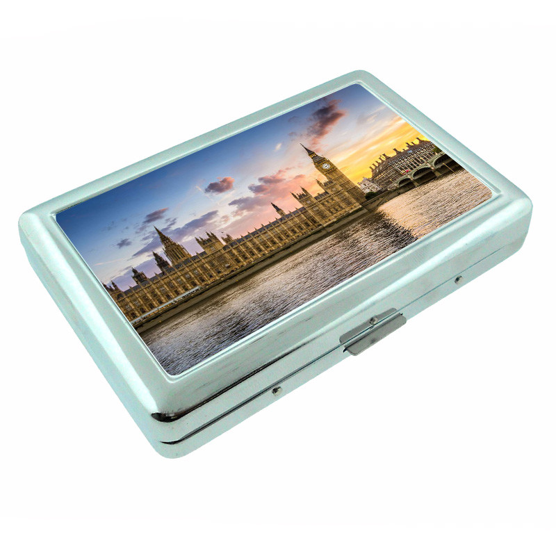 London England D1 Silver Metal Cigarette Case RFID Protection Wallet