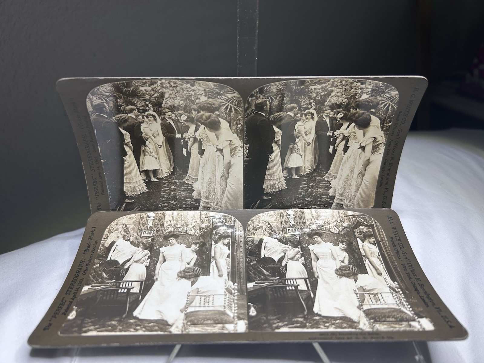 Antique 1902 H C White Stereoview Card Lot ~ Dressing Bride ~ 5511 (2) 5516 (7) Antique 1902 H C White Stereoview Card Lot ~ Dressing Bride ~ 5511 (2) 5516 (7)