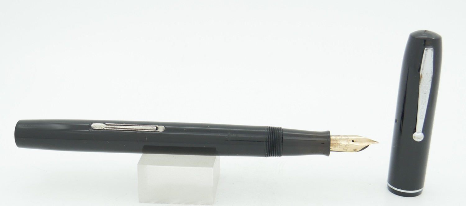 Waterman No. 3 Black & Chrome Fountain Pen - 1930\'s - 14kt Medium Nib