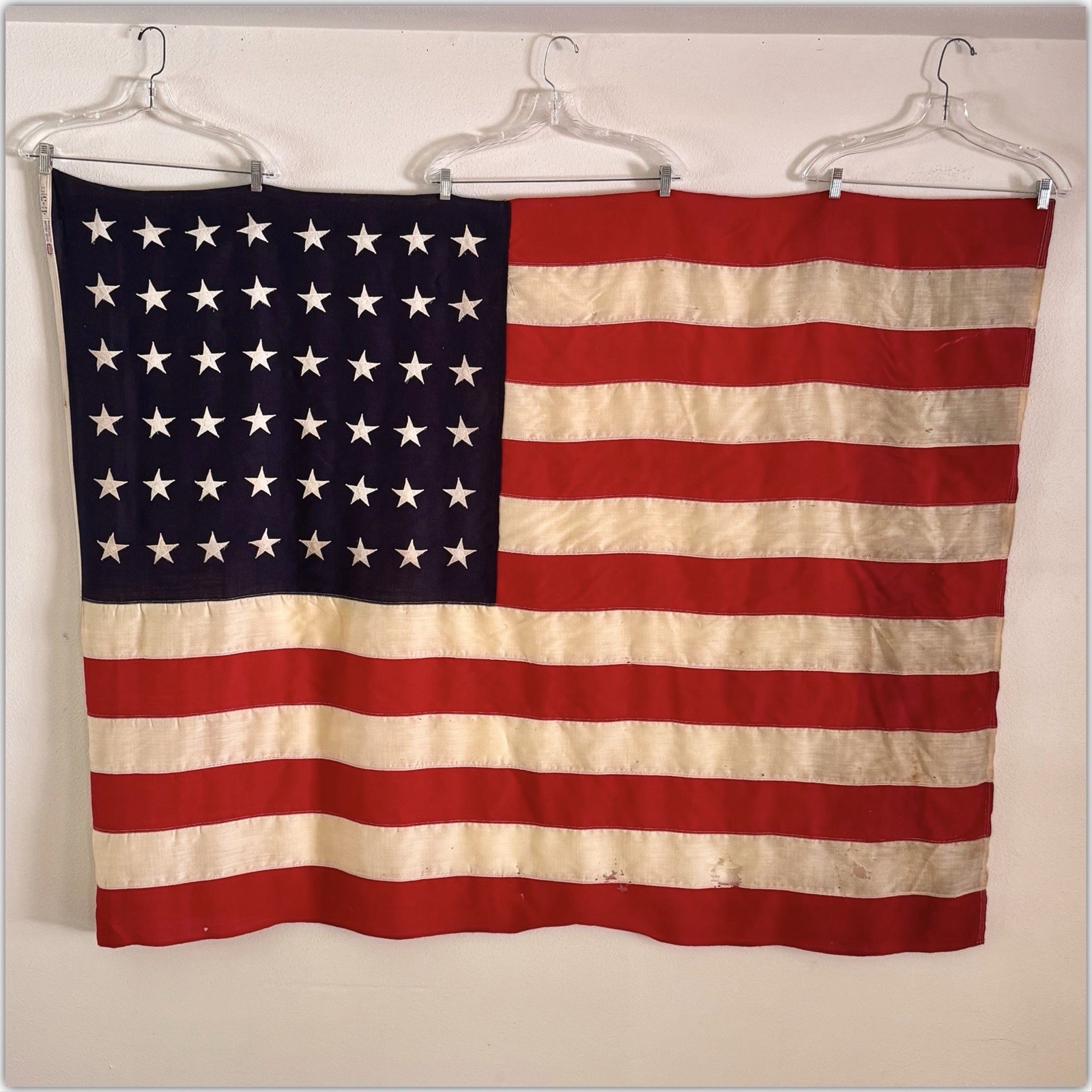 30s 40s Vintage 48 Star ANNIN HIGH GRADE BUNTING Sewn Stars Stripe American Flag
