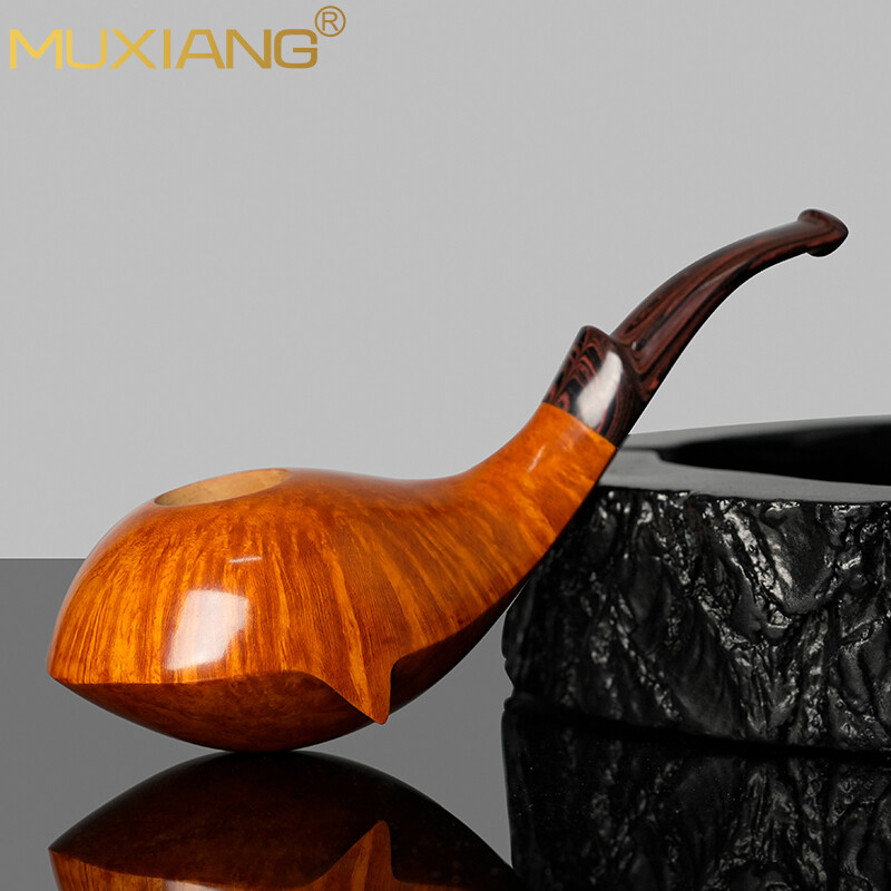 MUXIANG Smooth Freehand Tobacco Pipe Handmade Briar Wooden Smoking Pipe Vulcanit