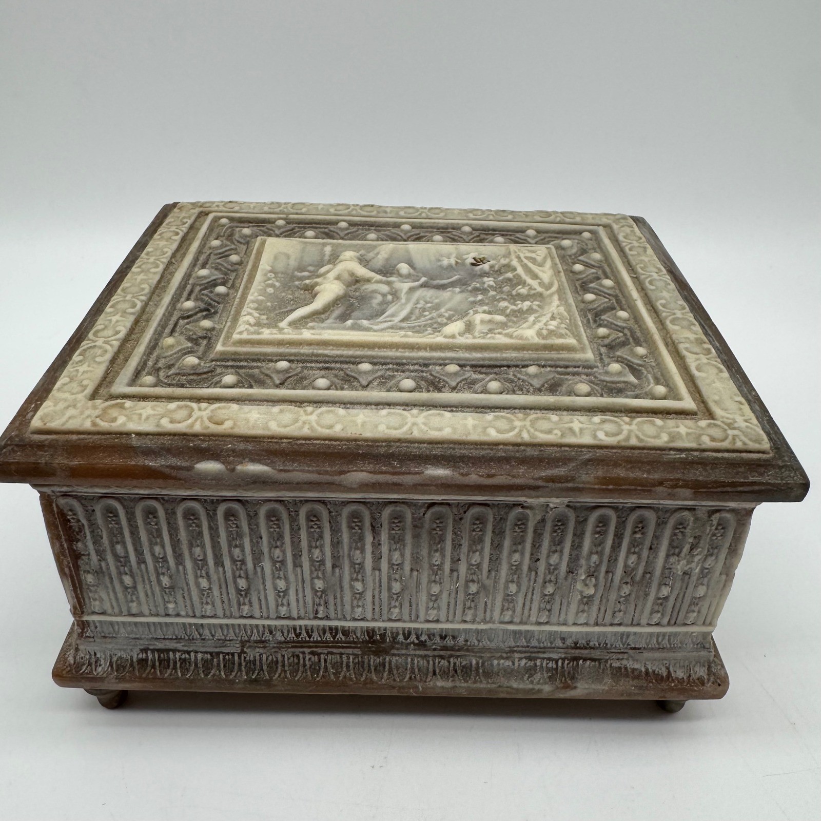 Vintage Incolay Stone Sleeping Beauty Music Box Swiss Reuge Once Upon A Dream 6