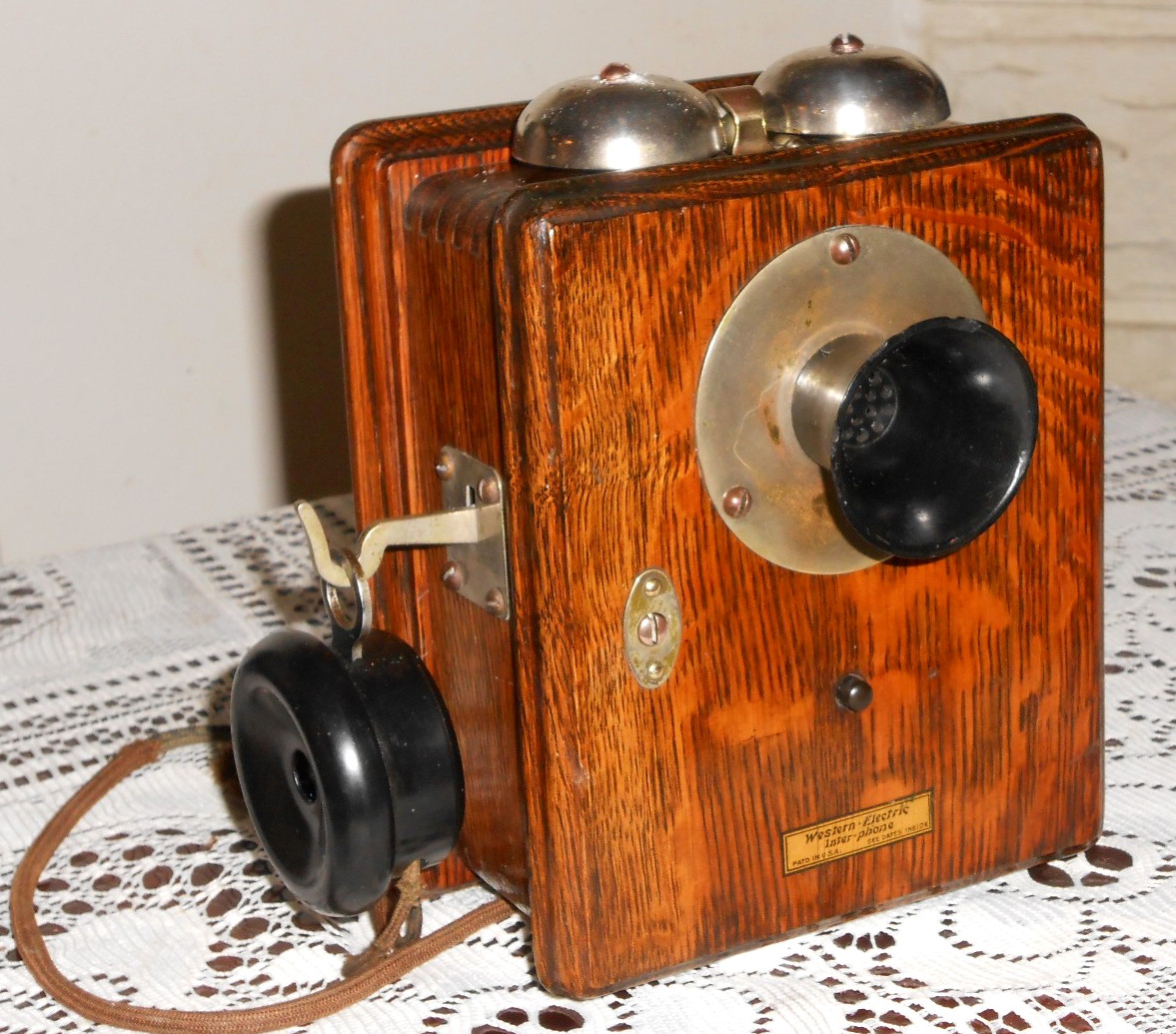 Antique 1900\'s WESTERN ELECTRIC INTER-PHONE OAK & BAKELITE COMPLETE VERY NICE