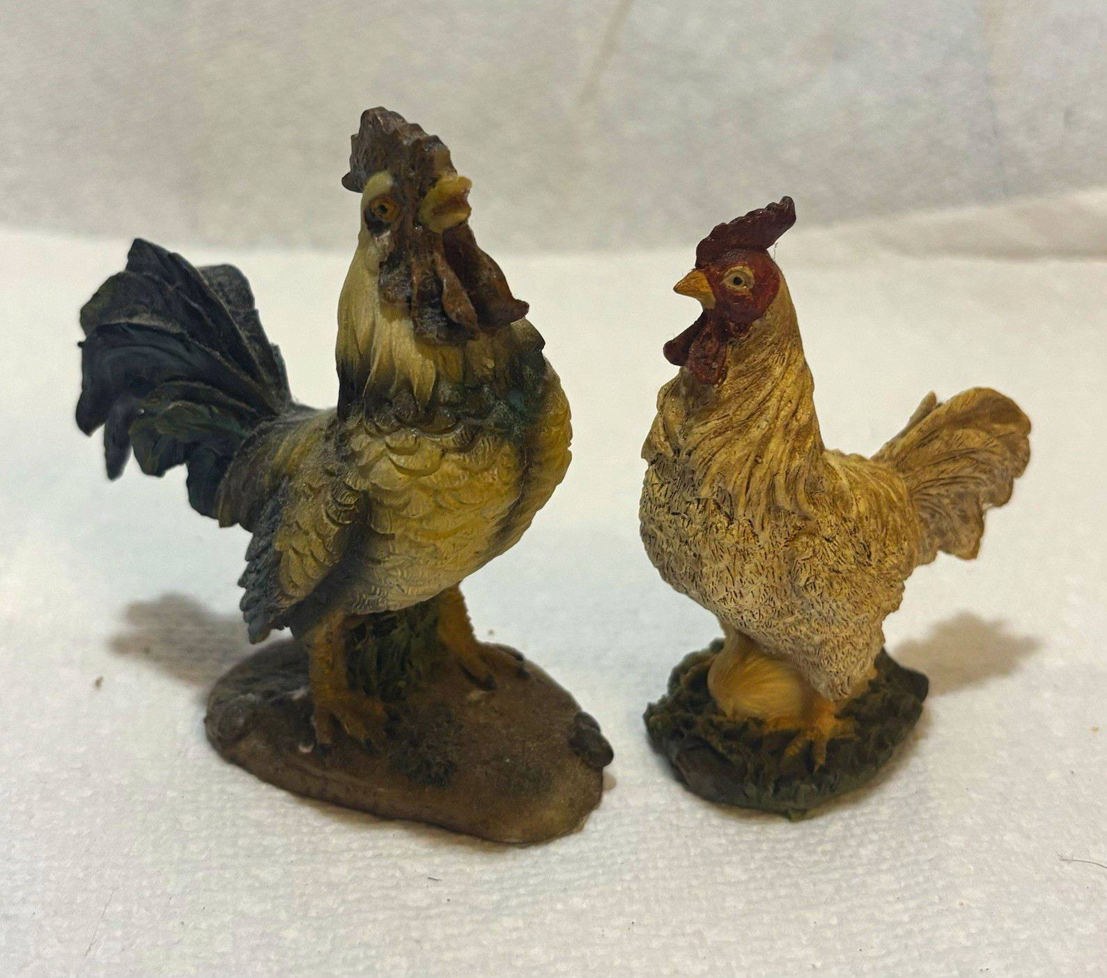 Chicken Figurines Rooster & Hen Set of 2 - Chicken Animal Class Figurine