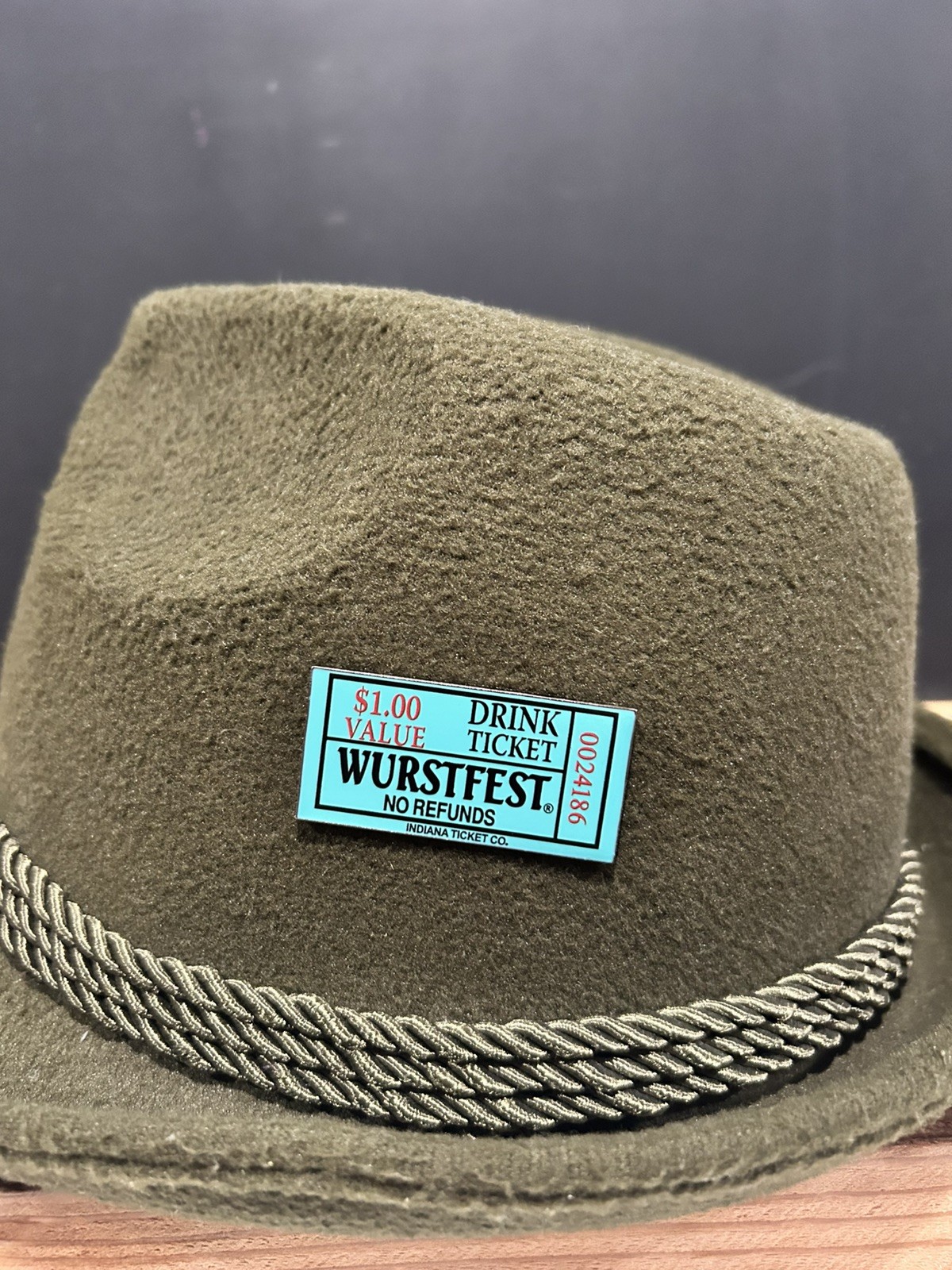 Wurstfest Beer Ticket Hat Pin Teal Color Wurstfest Beer Ticket Hat Pin Teal Color