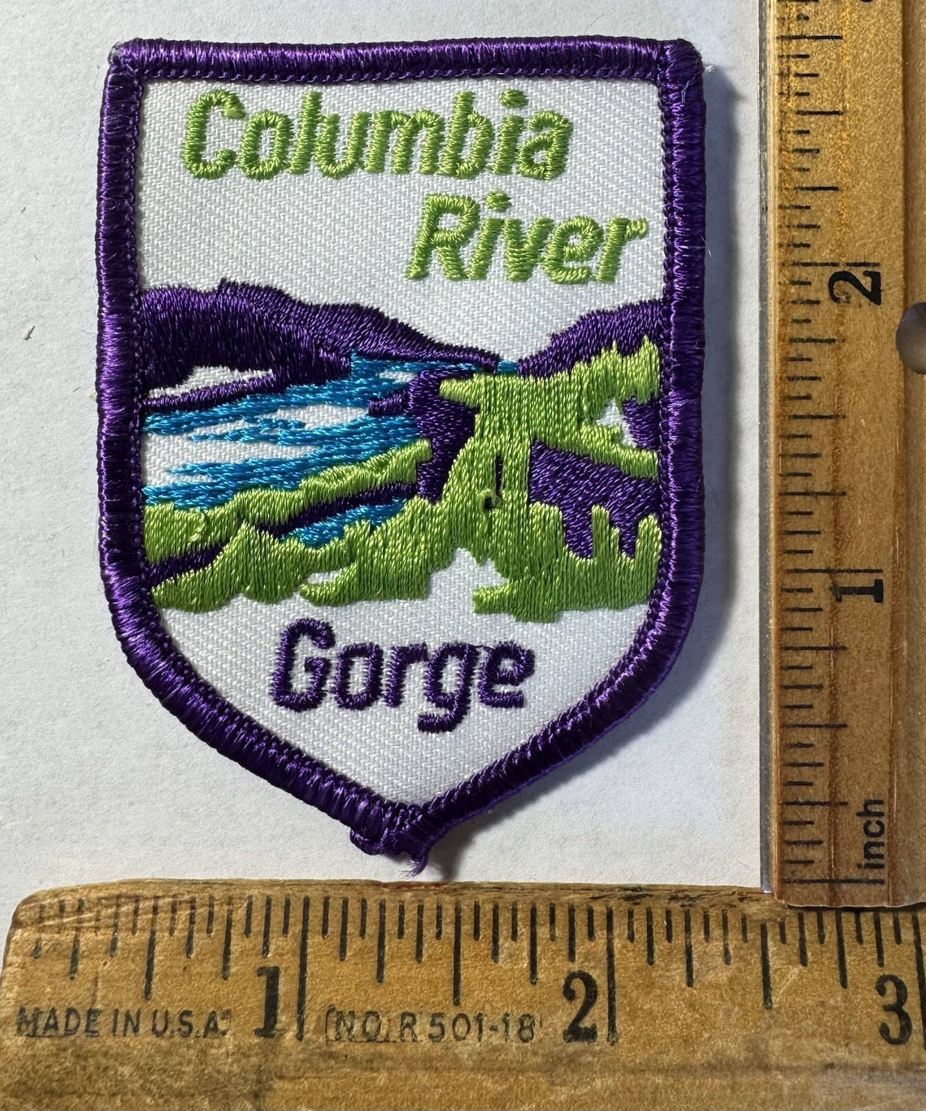Vintage Columbia River Gorge Oregon Iron On Patch Voyager Travel Souvenir