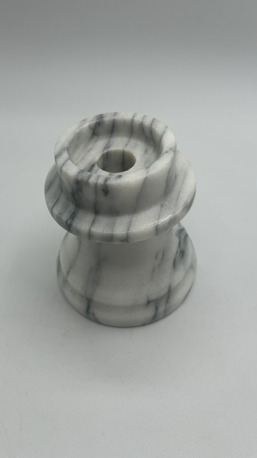 Vintage Gray White Marble Taper Candle Holder Candlestick 4.5” Stone Decor