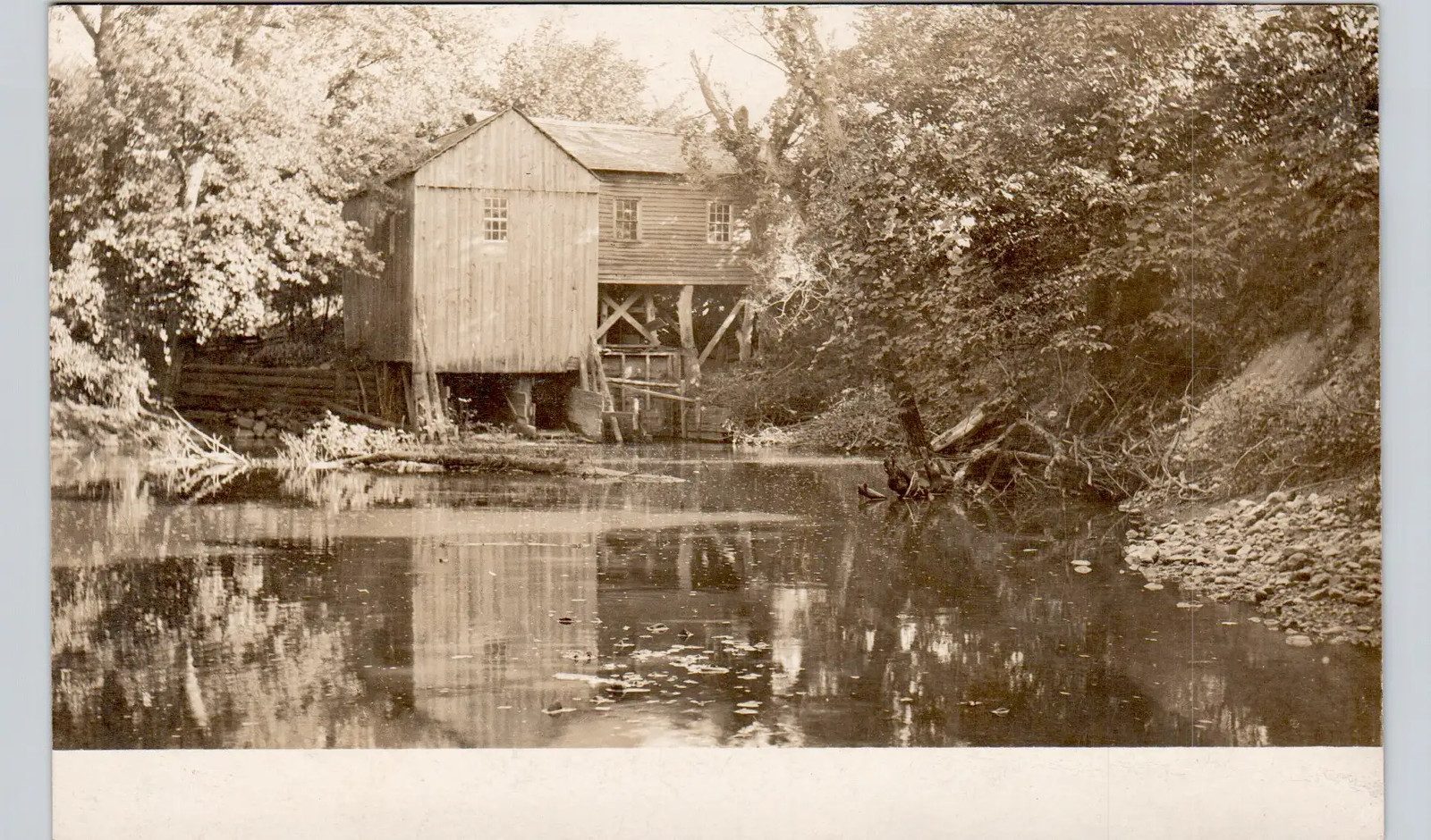 MOORE'S WATER MILL atlanta il real photo postcard rppc illinois