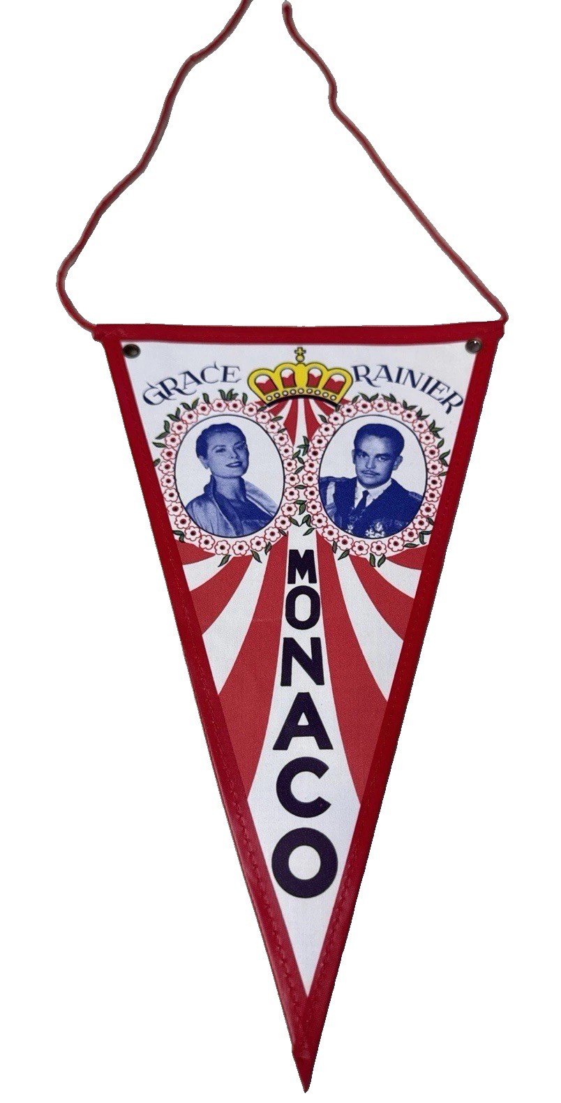 Vintage Monaco Pennant Grace Kelly Prince Rainier Royal Wedding Era c1950s Flag