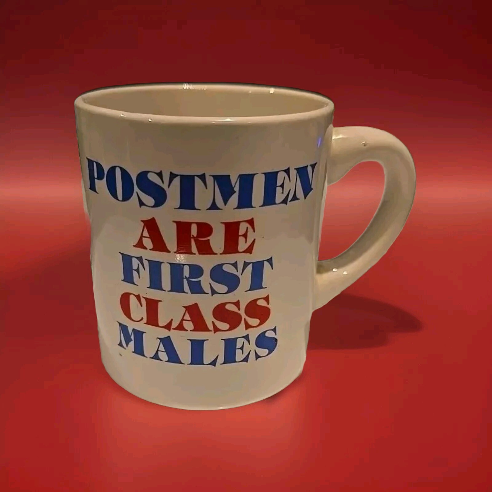 POSTMEN ARE FIRST CLASS MALES Coffee Mug Japan Vintage USPS Post Office C1