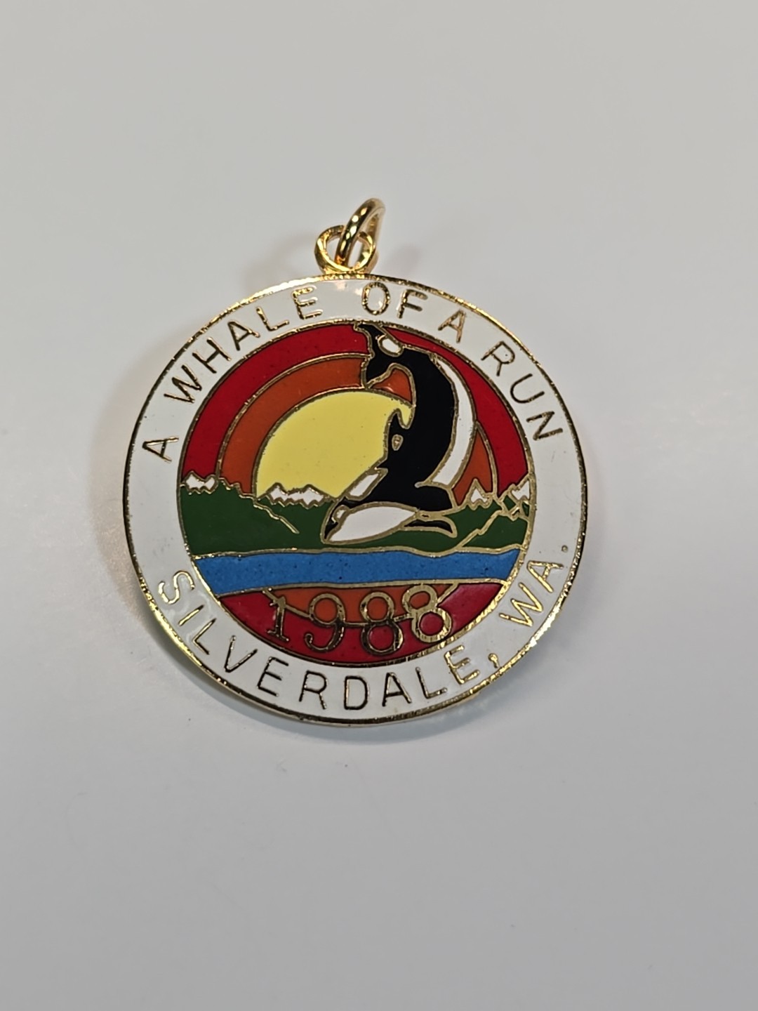 A Whale of a Run 1988 Runner\'s Pendant Silverdale Washington Whaling Days Event