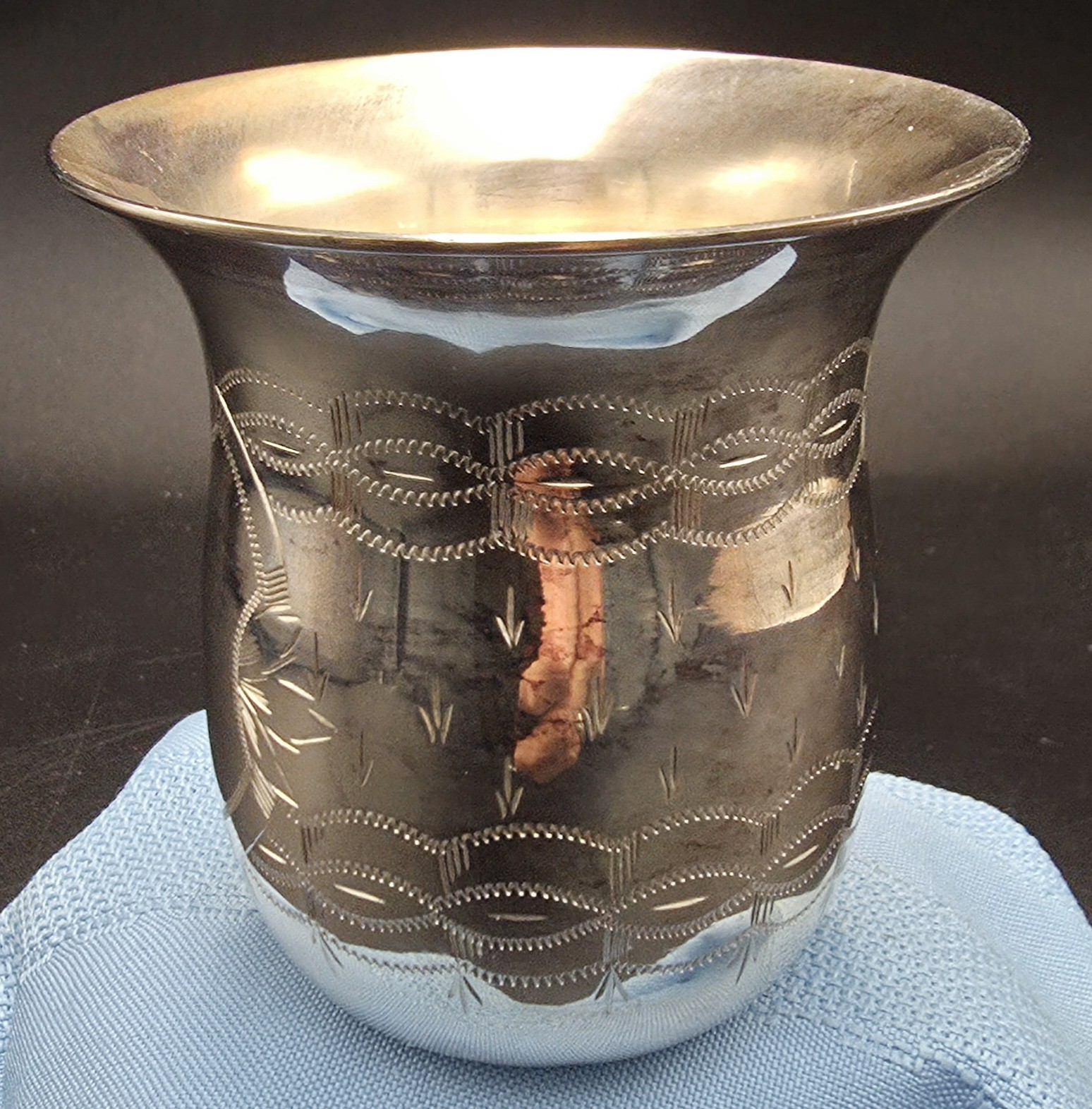 1800\'s French H. Ruolz G84 Silver Flared Top Kiddush Tumbler Cup
