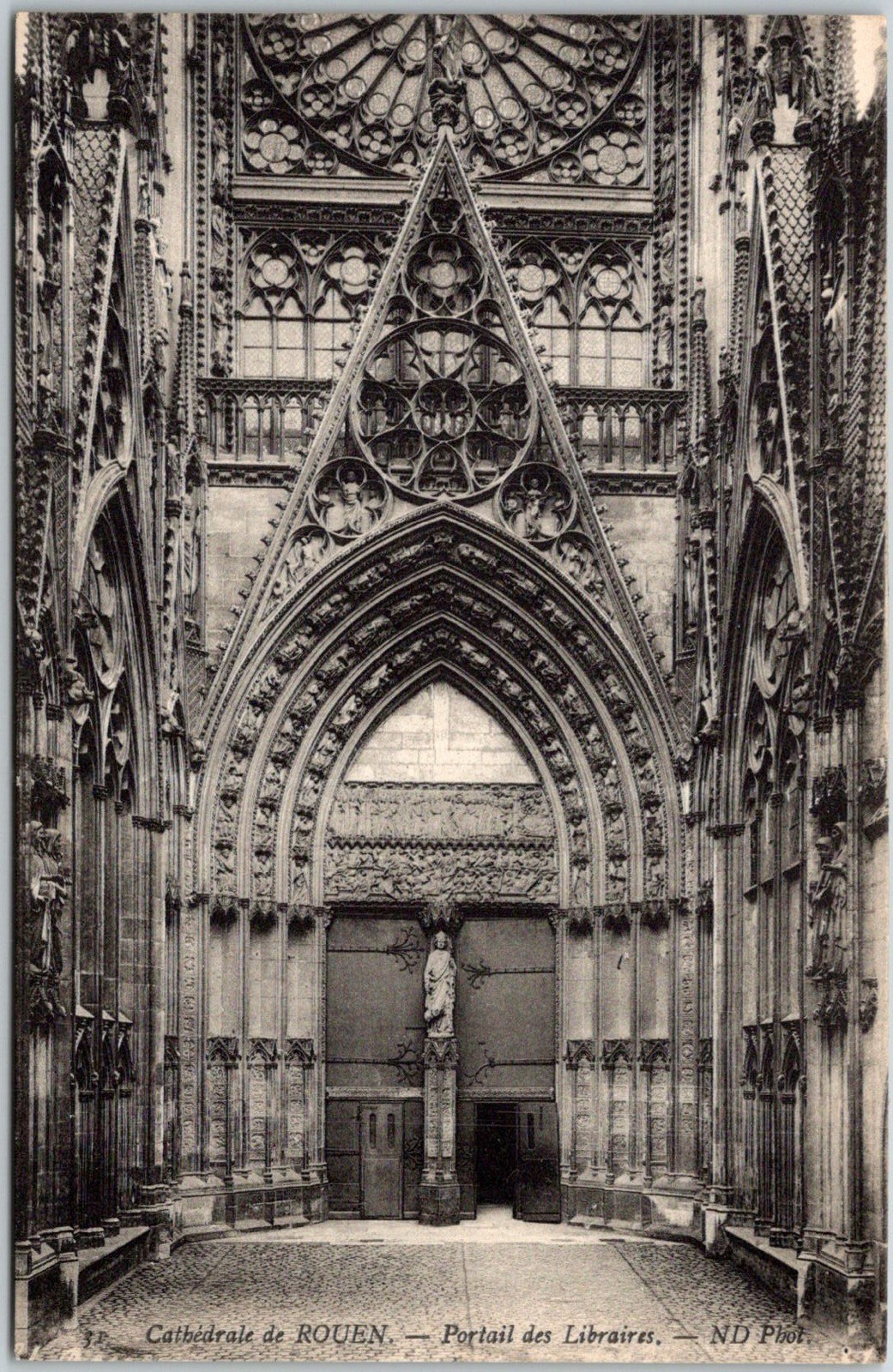 Cathedral Portal Rouen France C.1910s Sepia Unposted Vintage Postcard