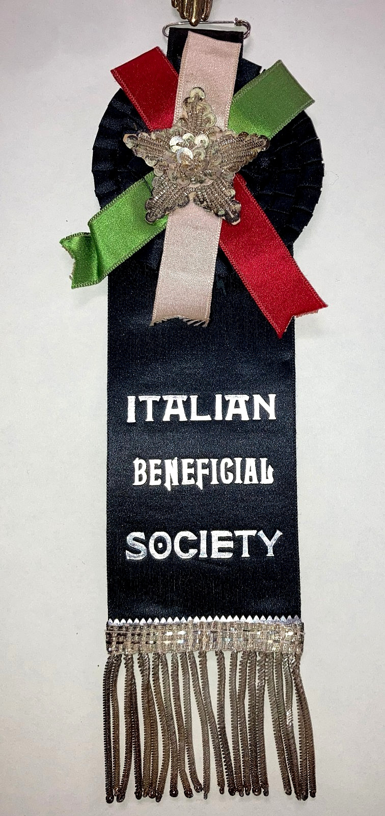 Antique Italian American Fraternal Society Member Ribbon Badge~Philadelphia PA