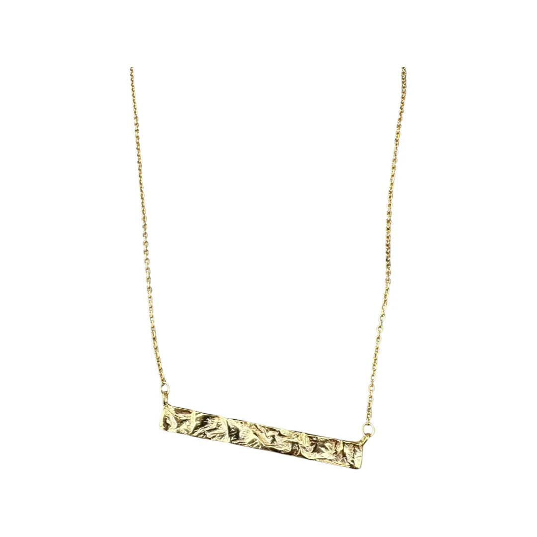 Reversable Hammered Bar Necklace Gold