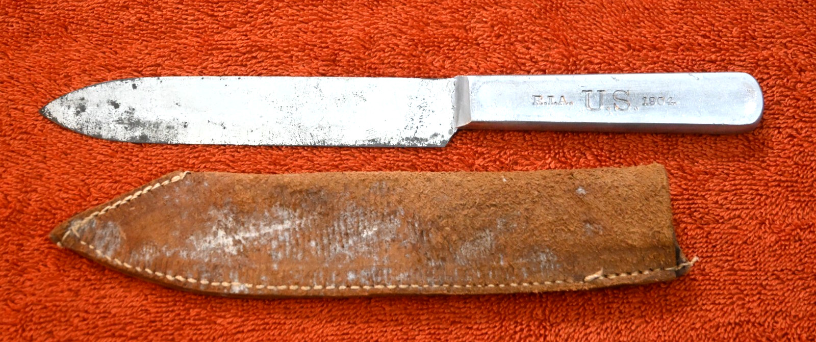 U.S. PRE-WWI Aluminum Handle MESS KIT KNIFE: R.I.A. 1904 & SCABBARD