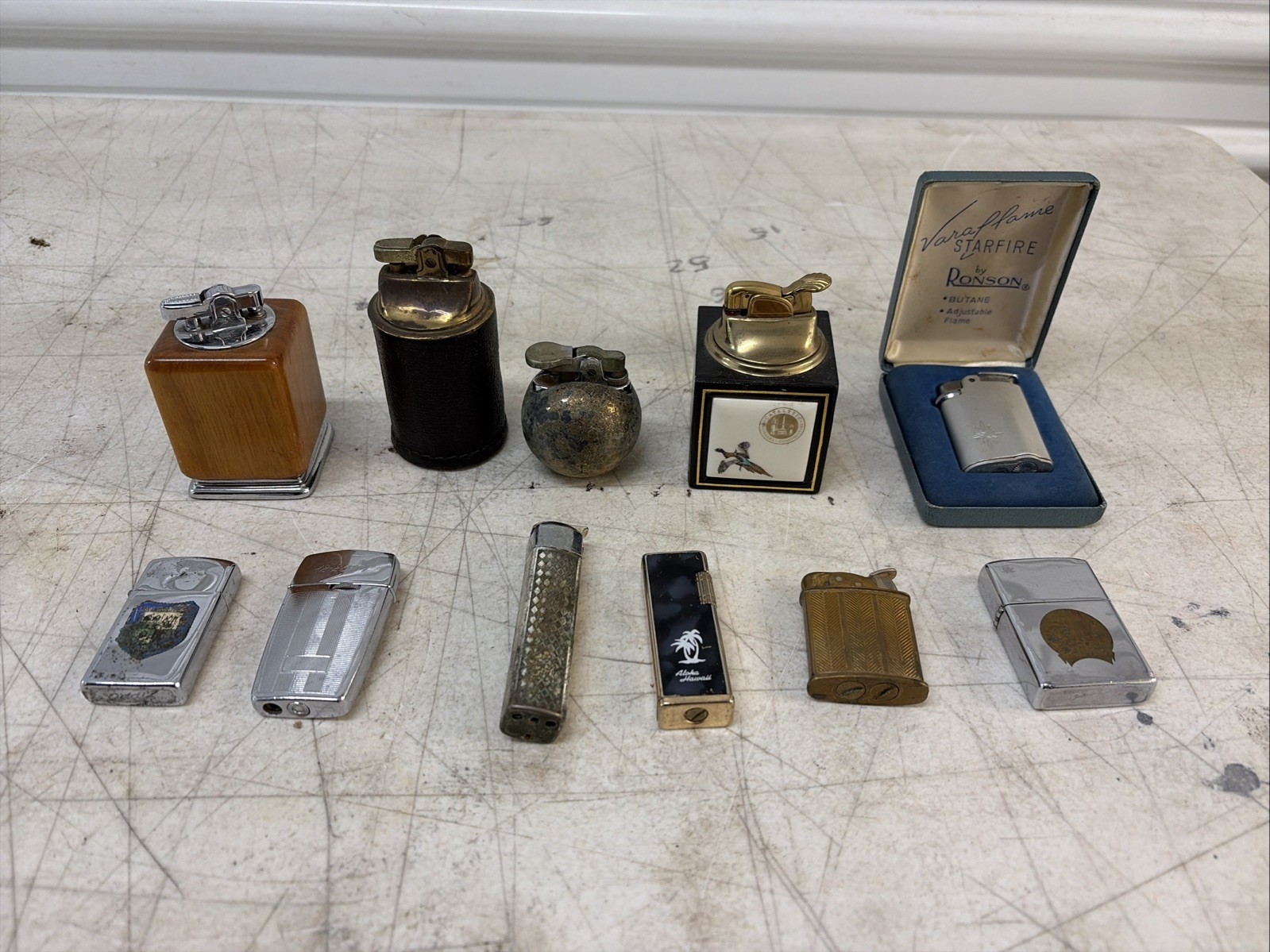 Lot of 11 Vintage Lighters 4 Table Lighters Ronson Evans Zippo Crown Japan USA Lot of 11 Vintage Lighters 4 Table Lighters Ronson Evans Zippo Crown Japan USA